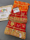 KcPc Trending Pure Gaji Silk Bandhani Jardozi Work Ghatchola Odhna in Aara Tari Handwork Pila (Red Orange)