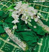 Gaji silk Bandhani Gota patti Work saree in green colour