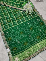 Gaji silk Bandhani Gota patti Work saree in green colour