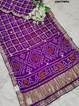 Gaji silk BandhaniBeautiful Gota patti Work Saree
