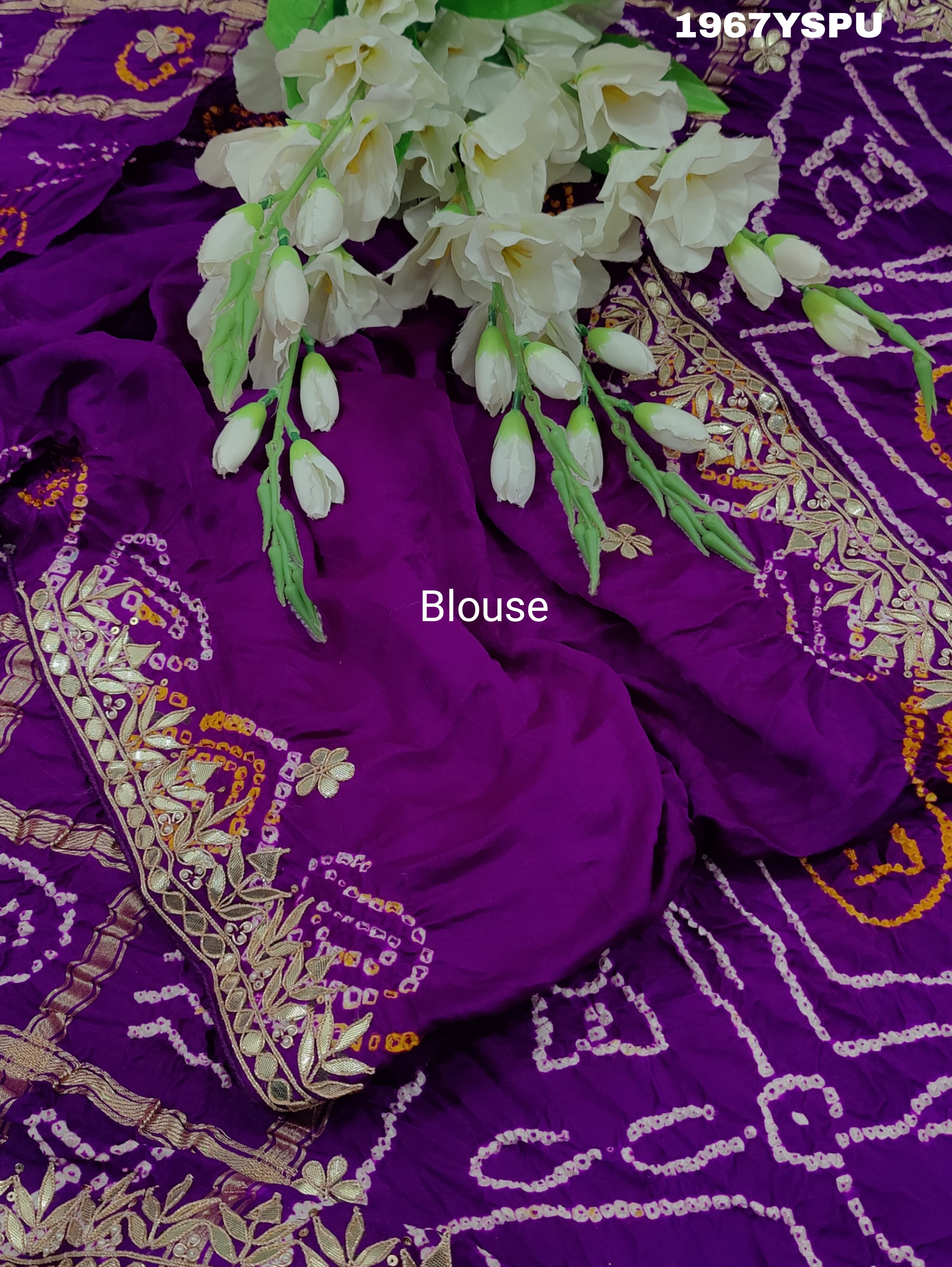 Gaji silk BandhaniBeautiful Gota patti Work Saree
