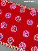 KcPc New Gaji silk Handmade Laddu Bandhej Beautiful Gota patti Work Dupatta AMT