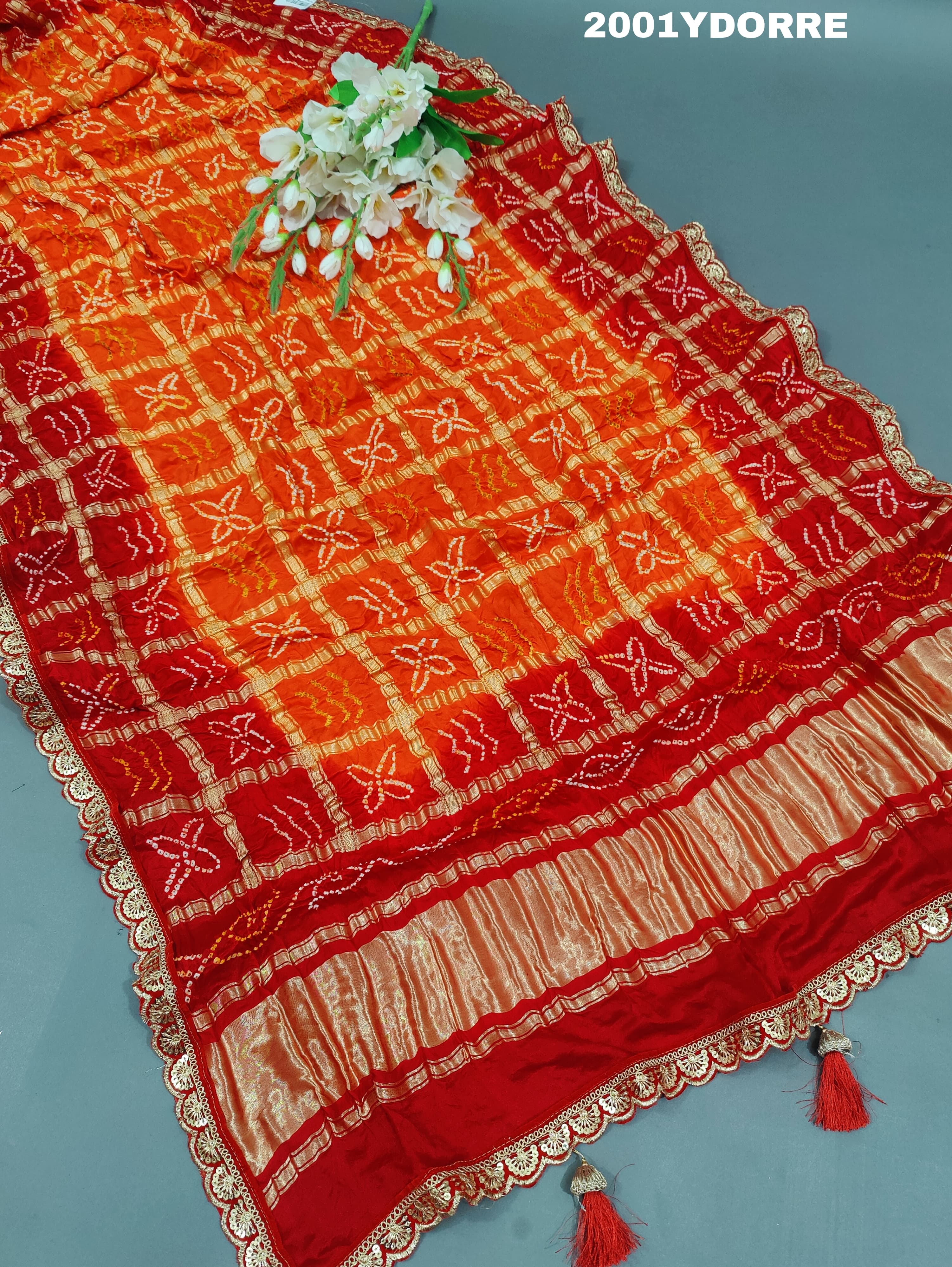 by pure gaji silk bandhani dupatta Kcpc