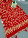 by red and silver bandhani silk dupatta kcpc