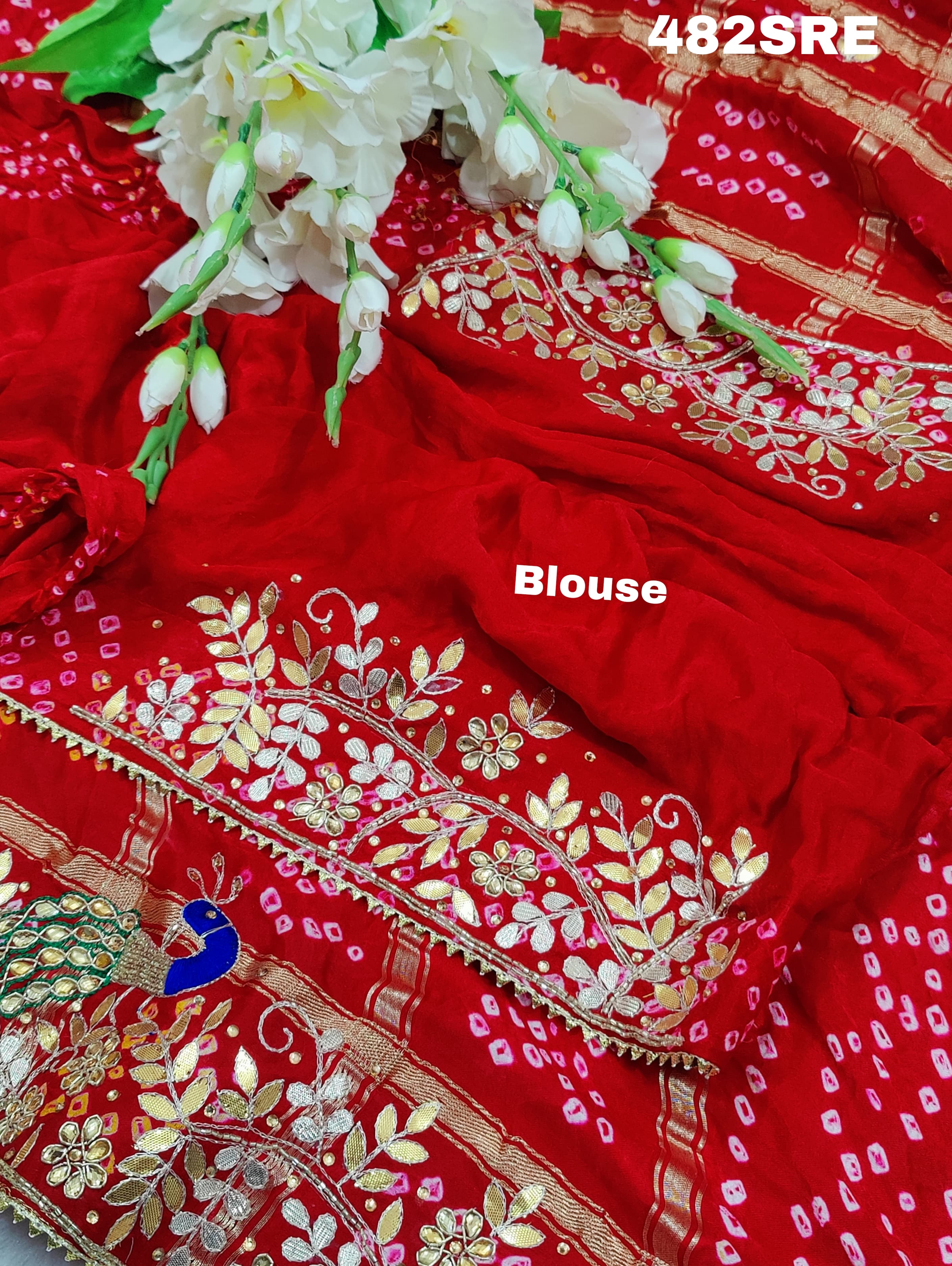 KcPc New Pure Gaji Silk Bandhani Ghatchola Heavy Gotapatti Work SareeAMT