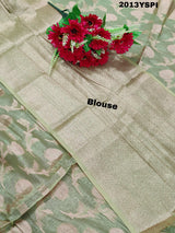 A Banarsi Zari weaving saree in peach color