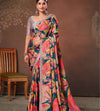 Amulticolored chiffon saree with a floral print