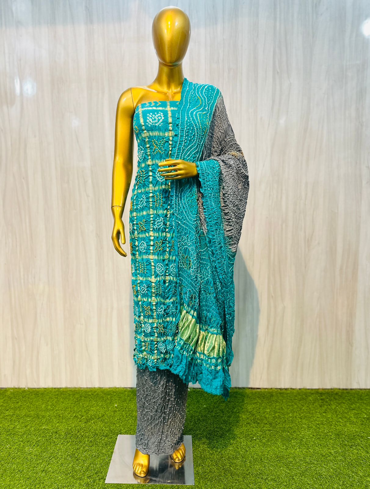 KcPc New BeautifulGaji Silk Ghatchola Style With Bandhani Work Suit ADIL