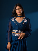 KcPc New Tranding Chinon crap Silk Zardoji Handwork indo western Dress MUL