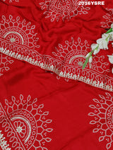 Gaji Silk Fabiana Style With Gota patti Work Saree in red colour
