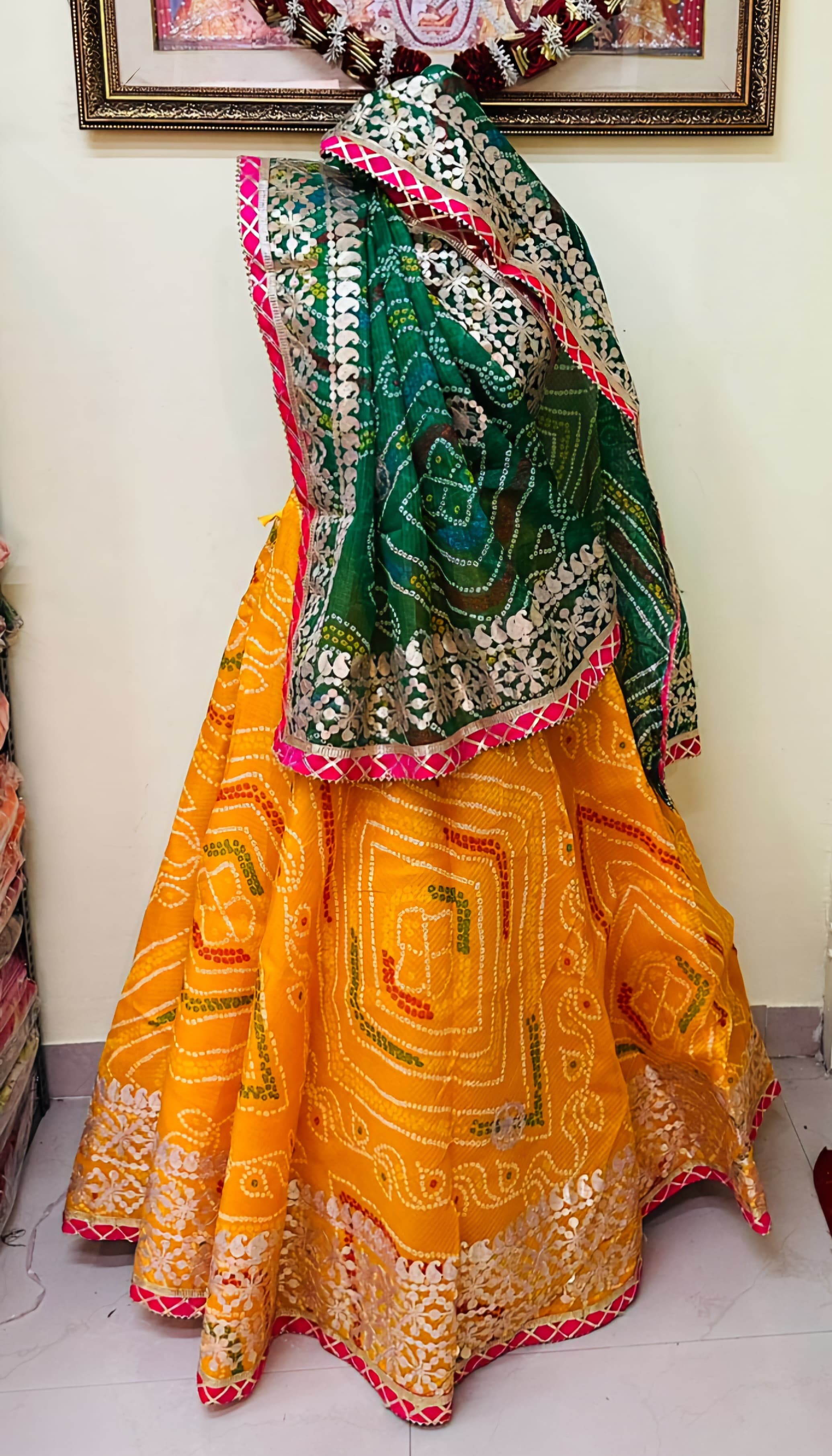 KcPc New special Pure Kota Doria Bandhej Gotta Patti Lehenga KML