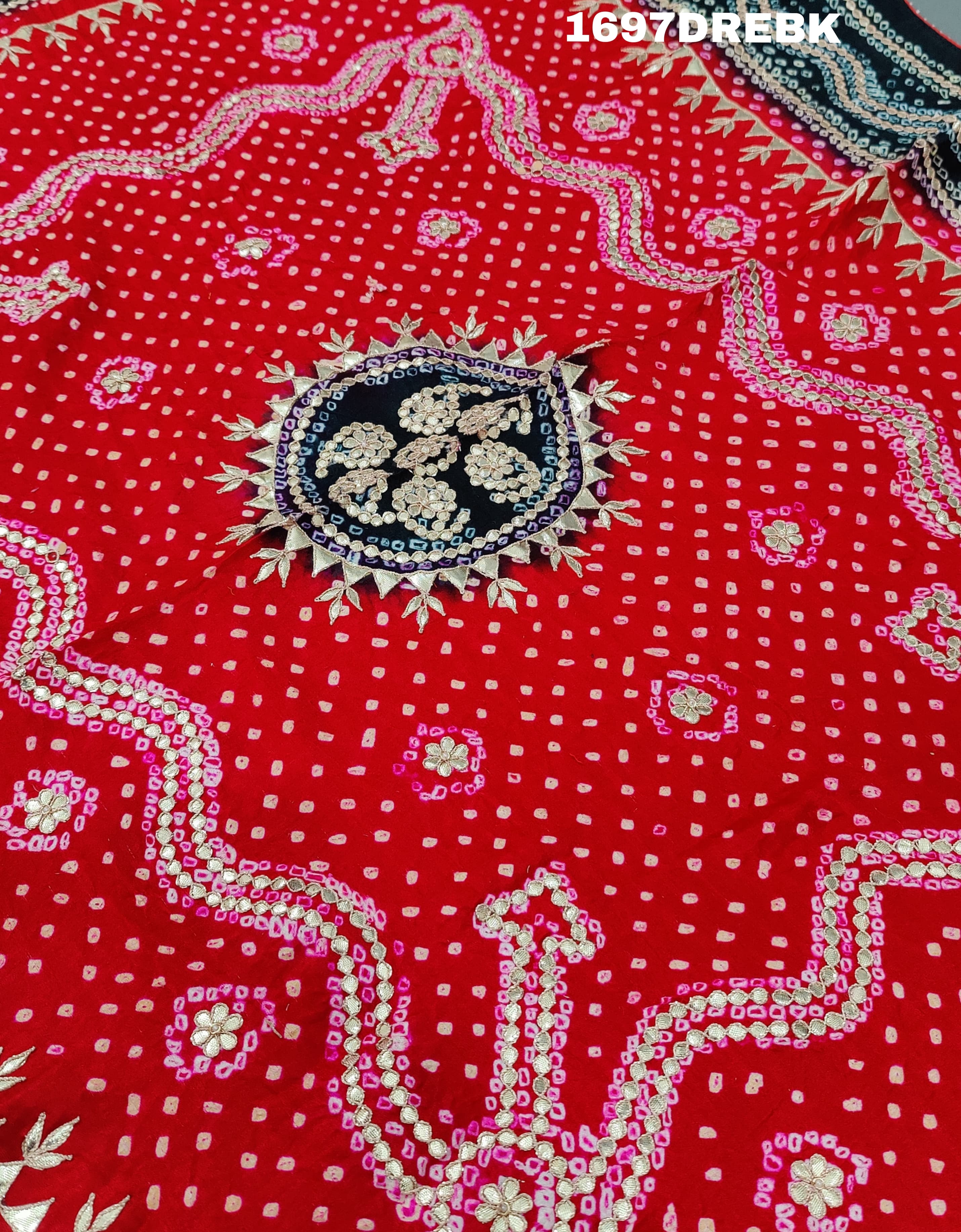 KcPc New Latest Designer Gaji Silk Bandhani Ghatchola Gotapatti Work DupattaSATISH