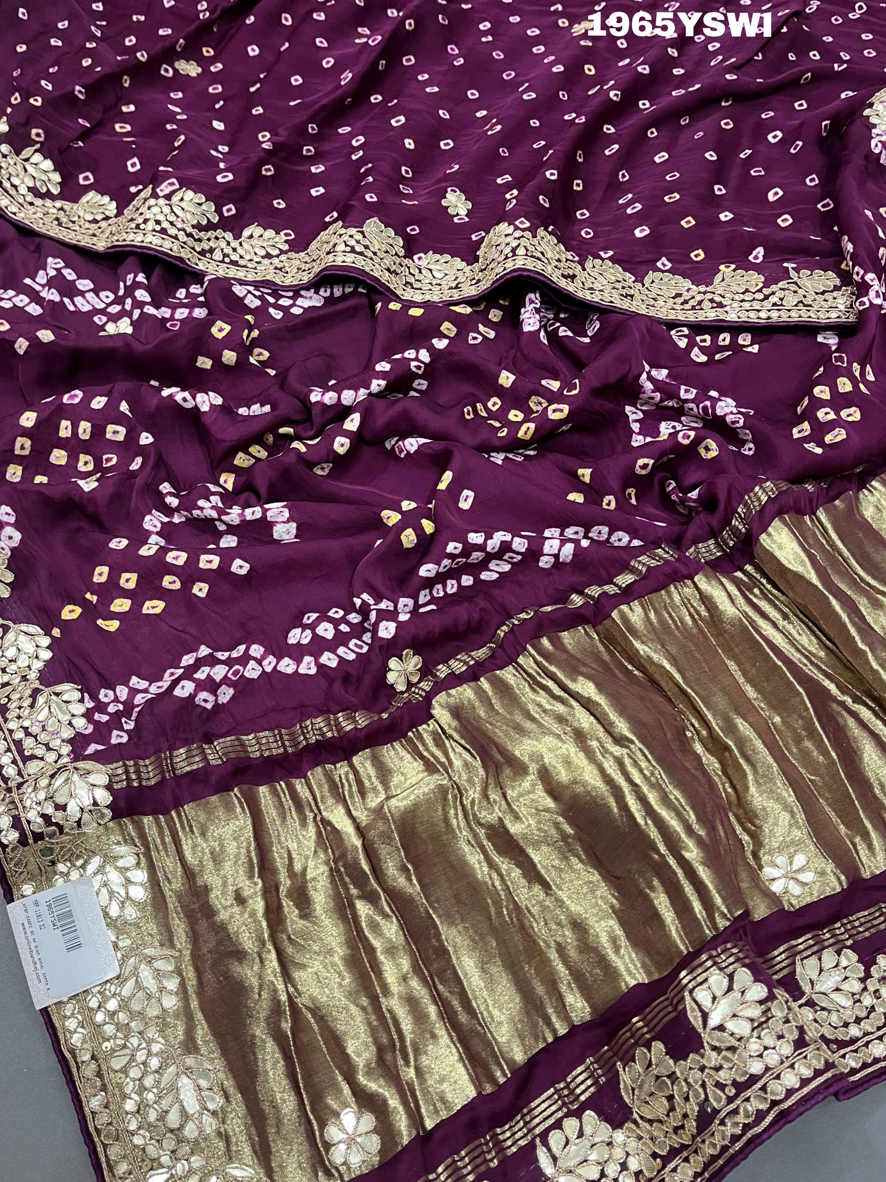 Modal Silk Gotapatti Work Saree in purple colour