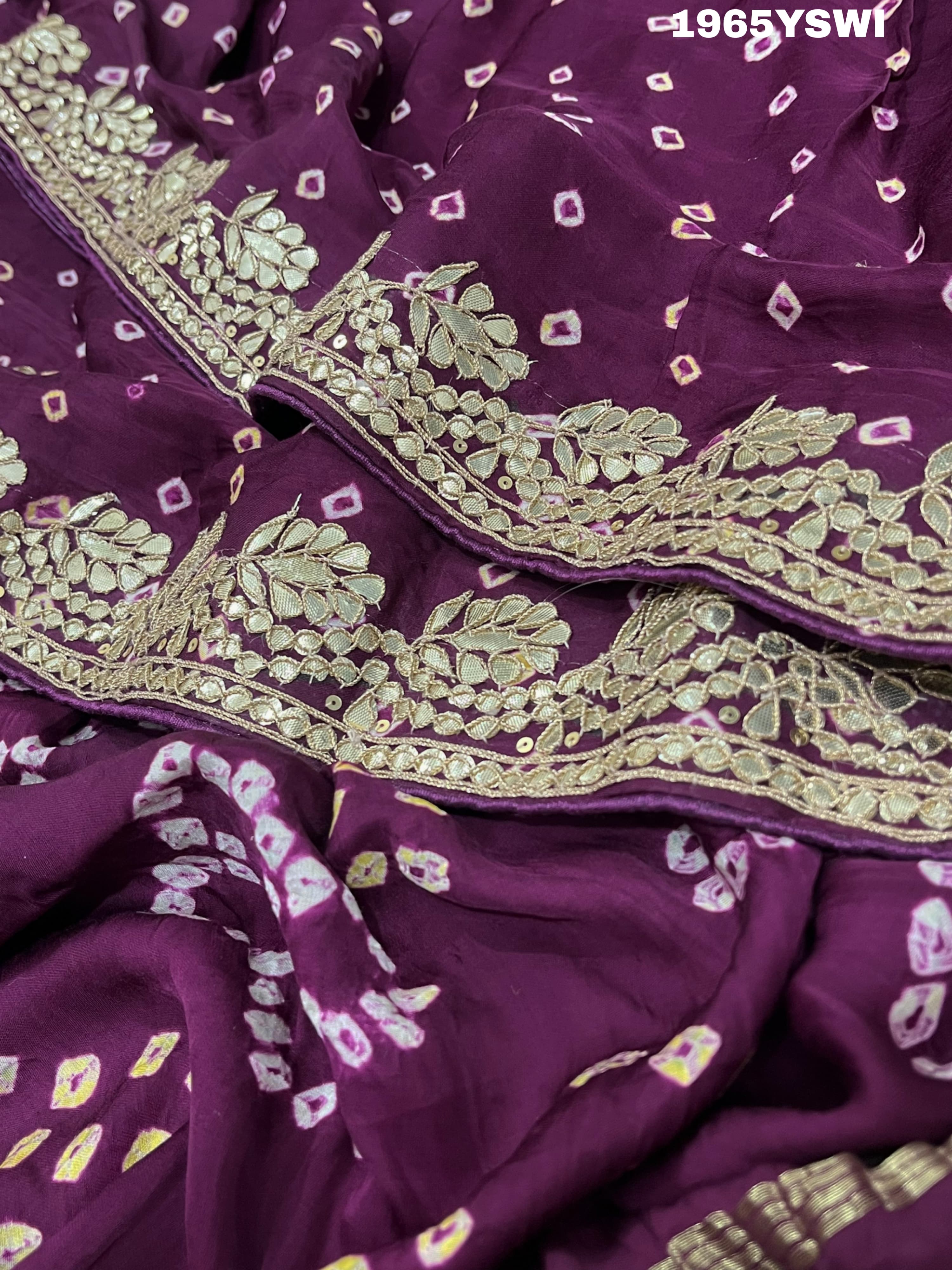 Modal Silk Gotapatti Work Saree in purple colour