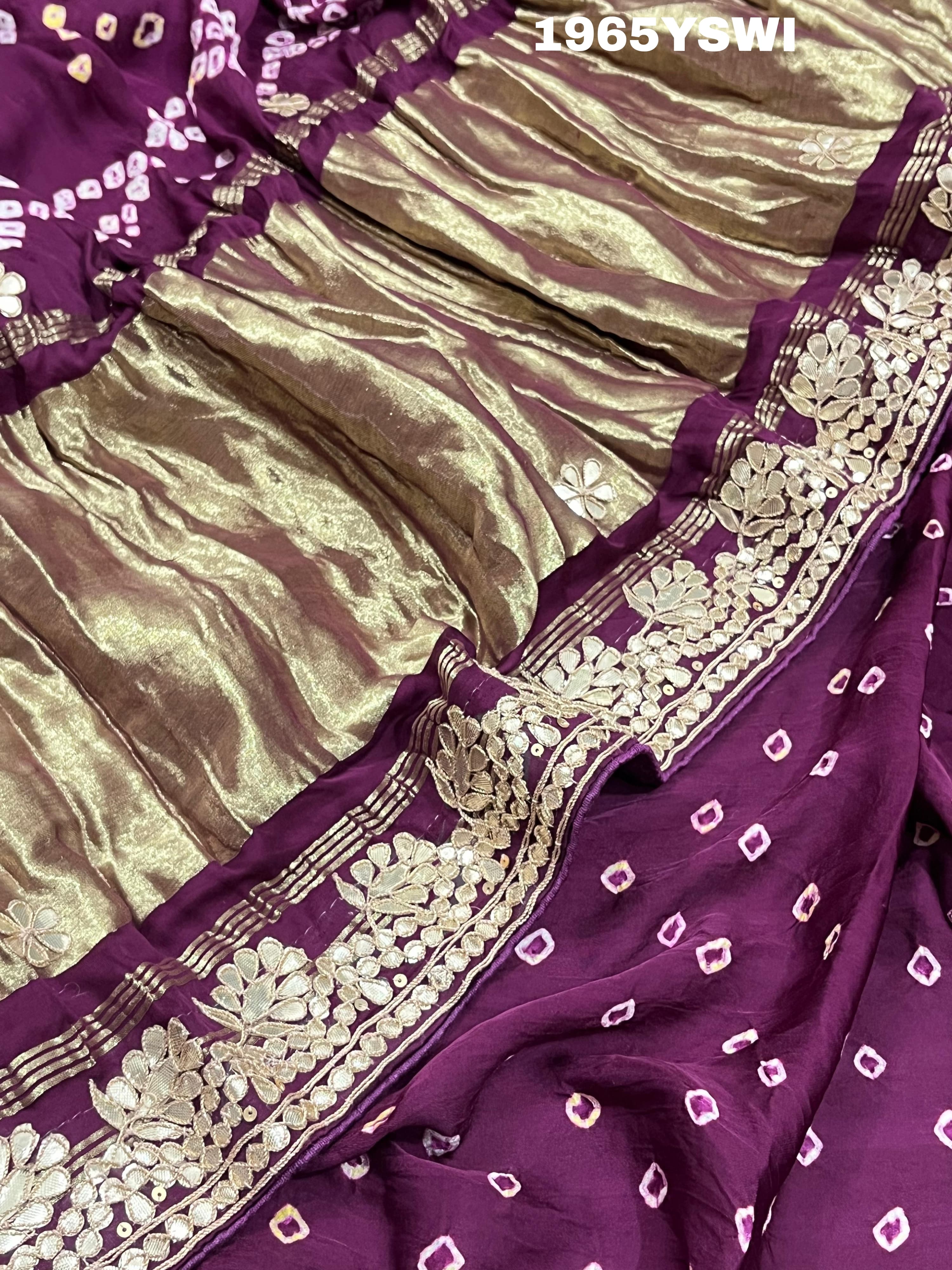 Modal Silk Gotapatti Work Saree in purple colour