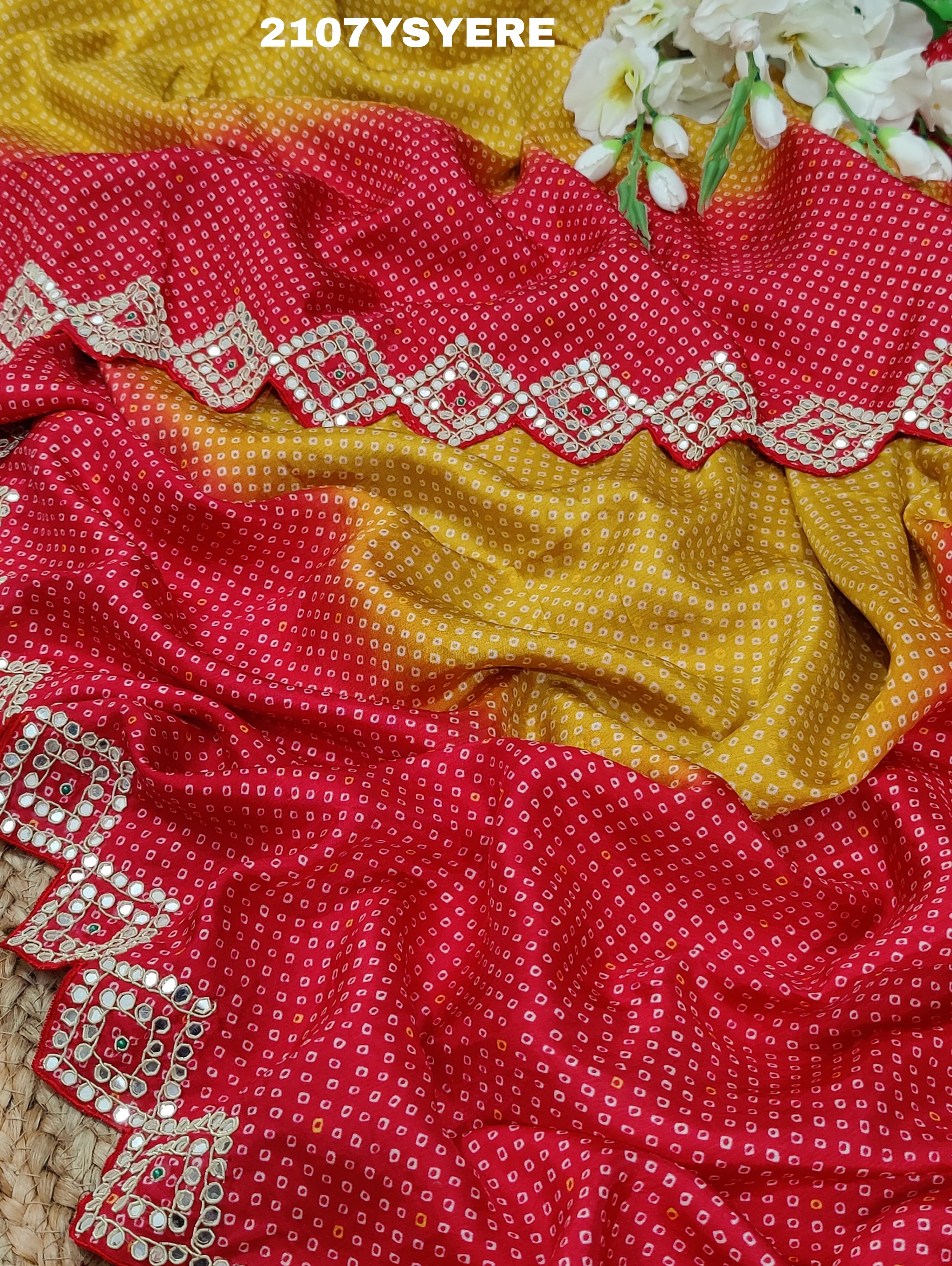 Modal silk Bandhani With Zardoji Gotapatti Work Saree