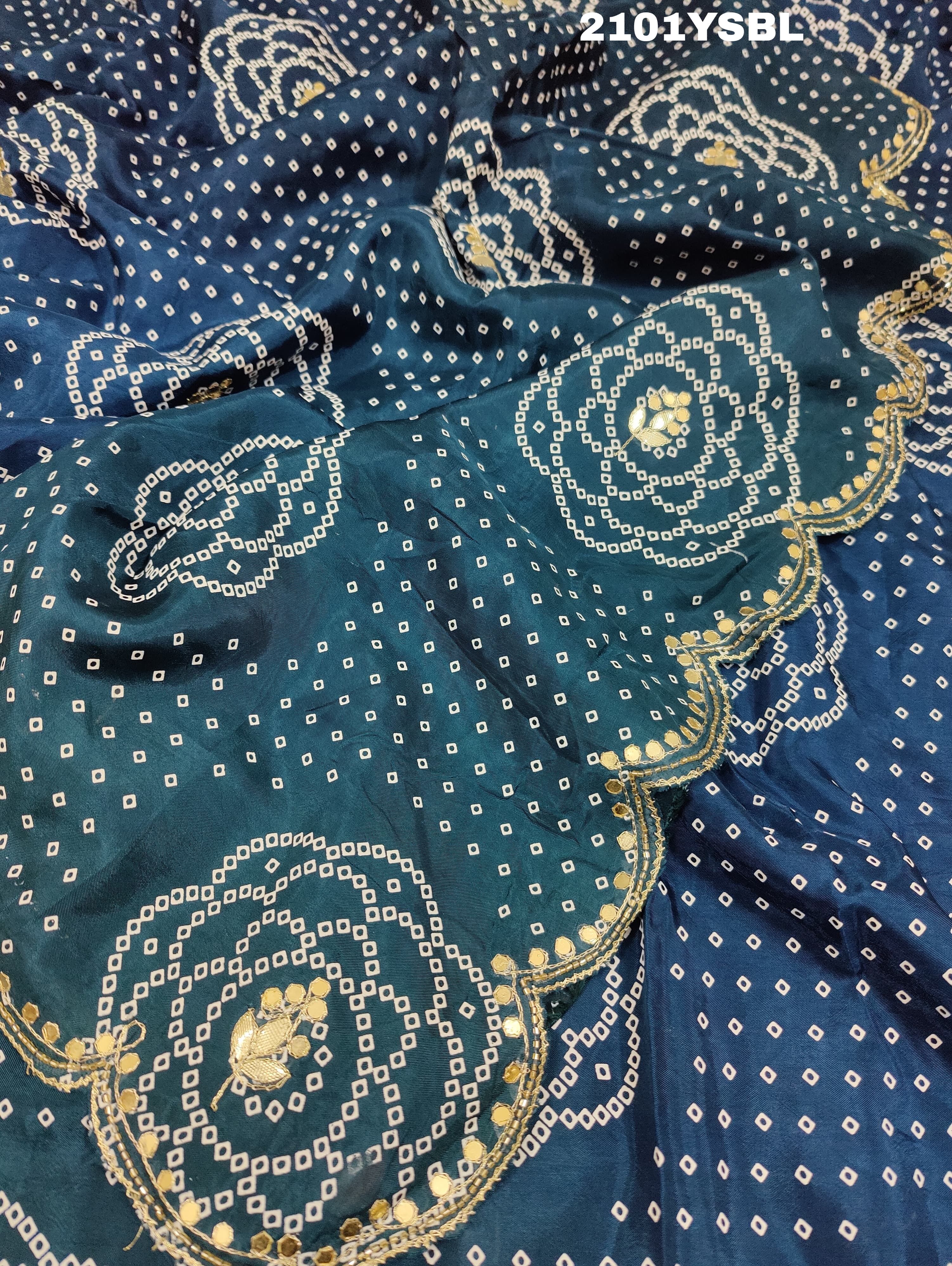 Modal Silk Bandhani With Pitan Gotapatti Worksaree in blue colour