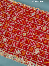 KcPc Ethnic Pure Gaji Silk Bandhani Ghatchola Chunri Pila Odhna in Zardoji Handwork ChunriMNL
