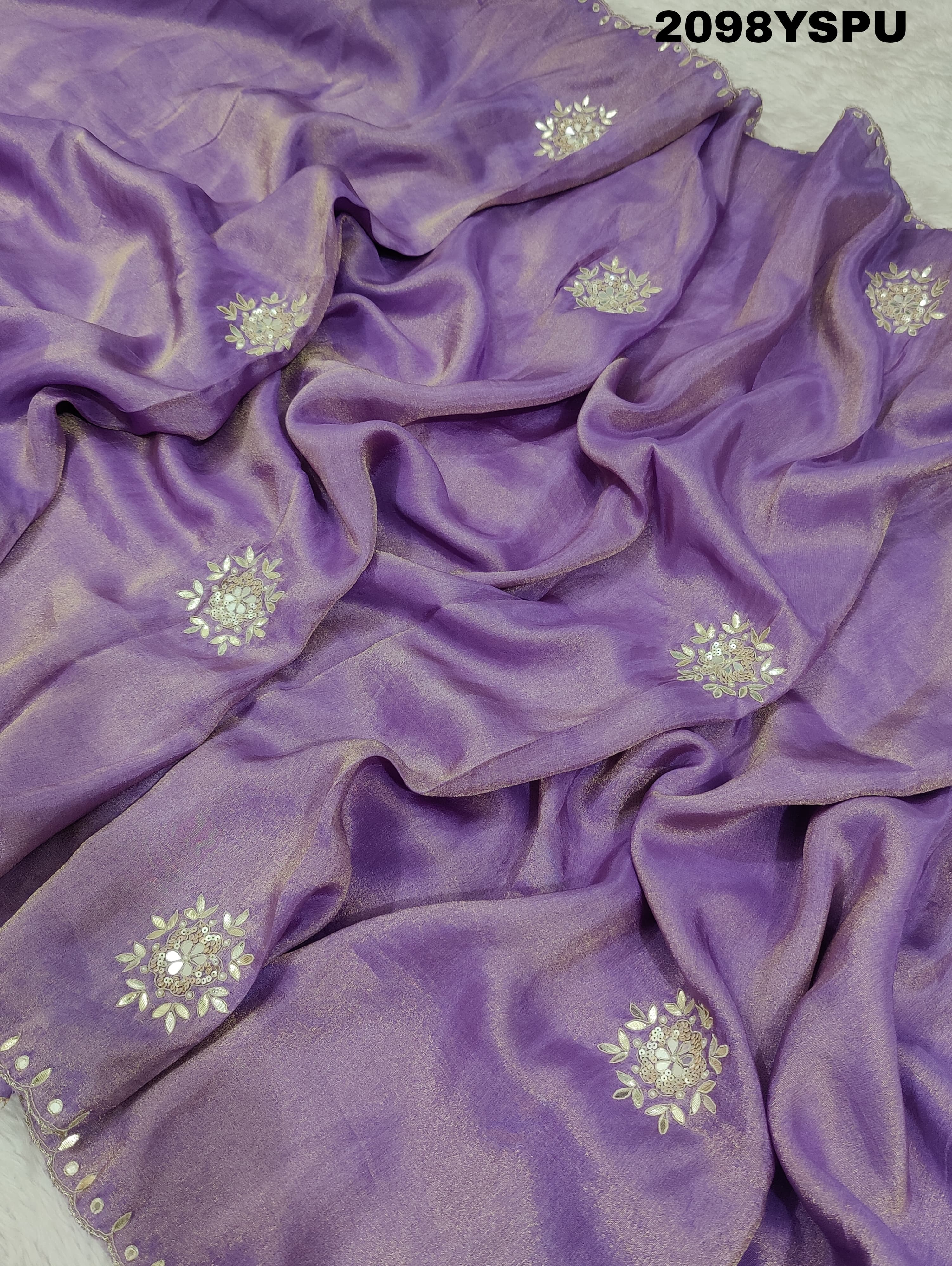 Silk Cut Dana Work With Bollywood Style Saree in purple colour