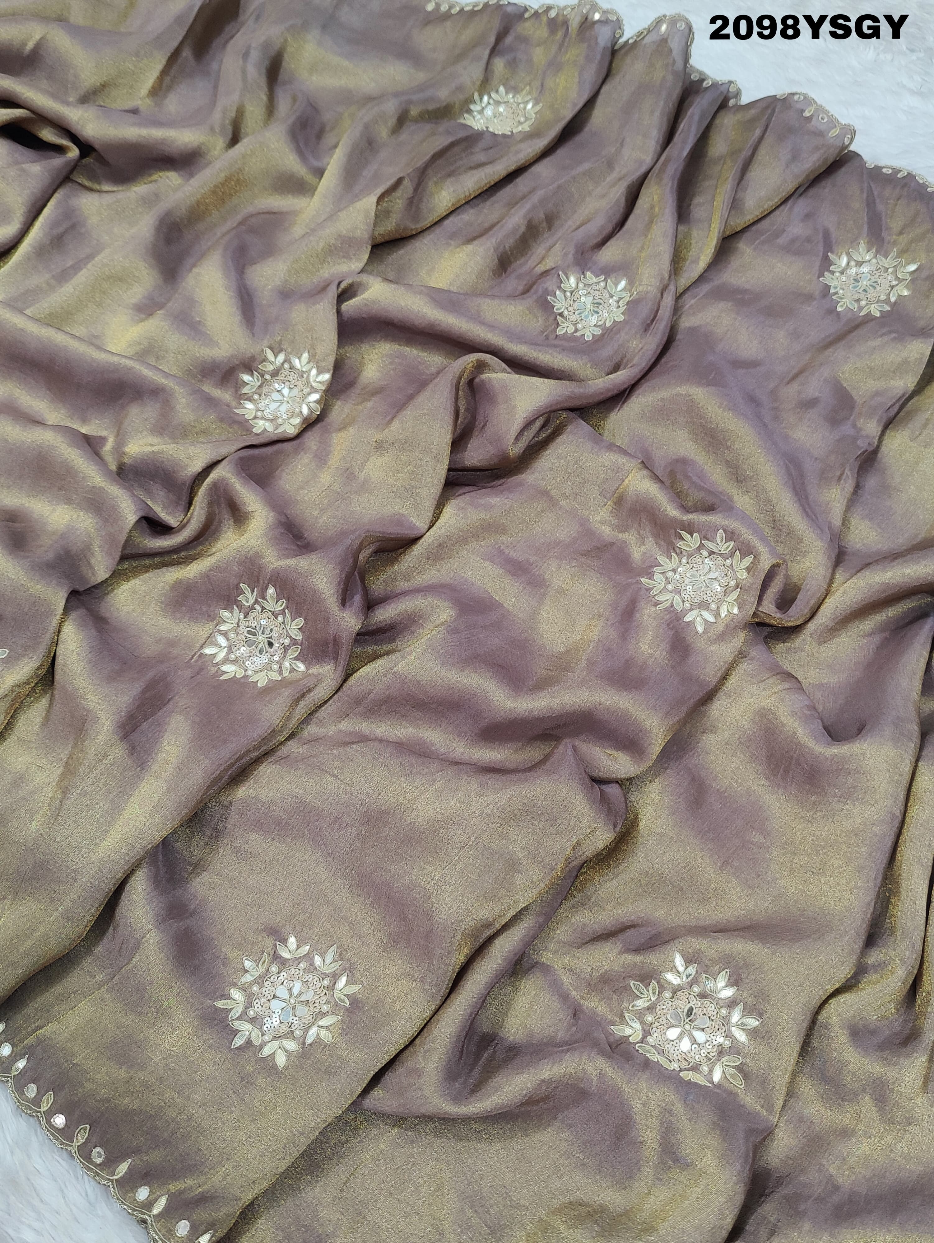 Tussar Silk Cut Dana Work With Bollywood Style Saree in silver colour