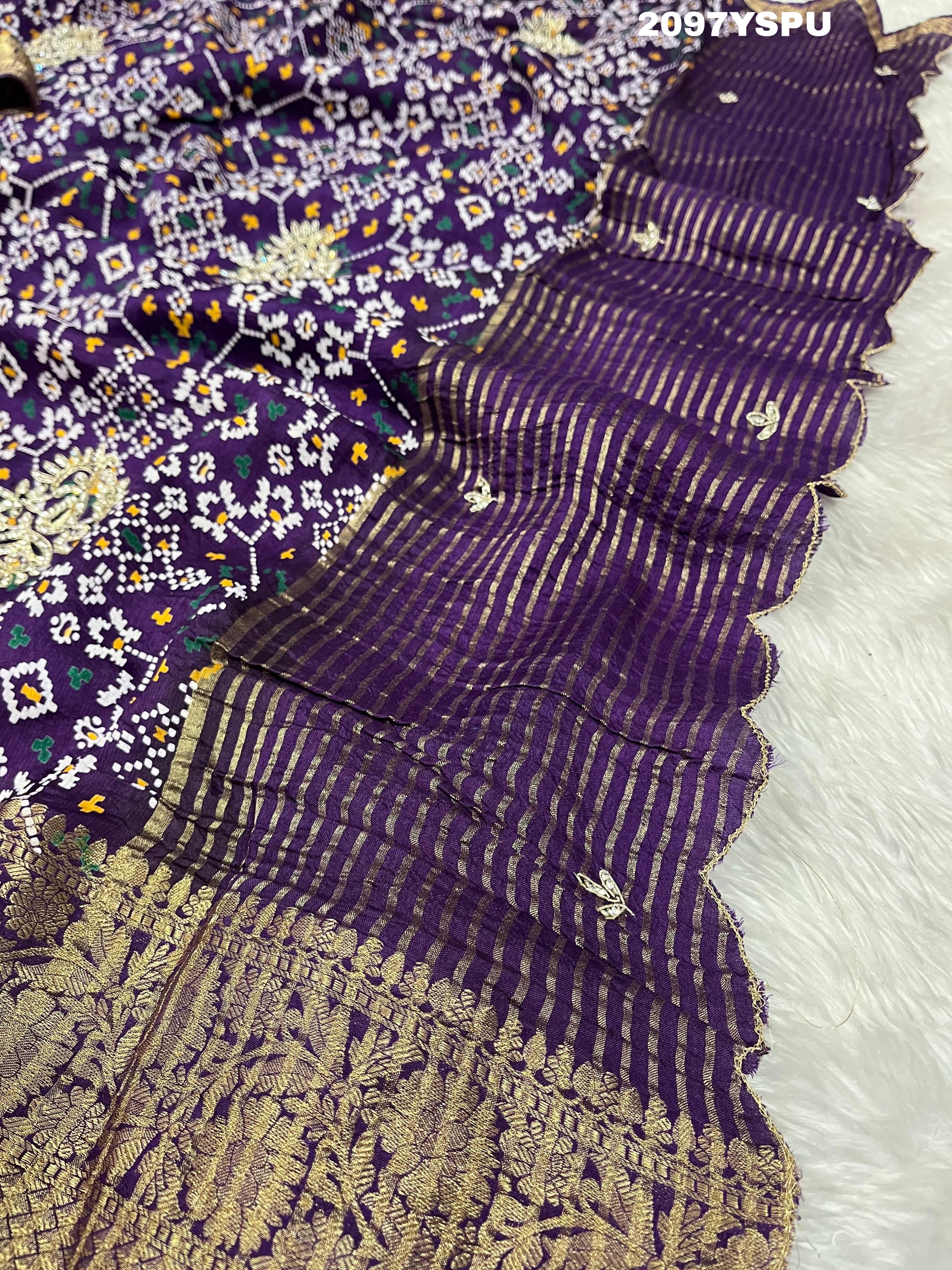 Silk Zardoji Work With Patola Print Style Saree in purple colour