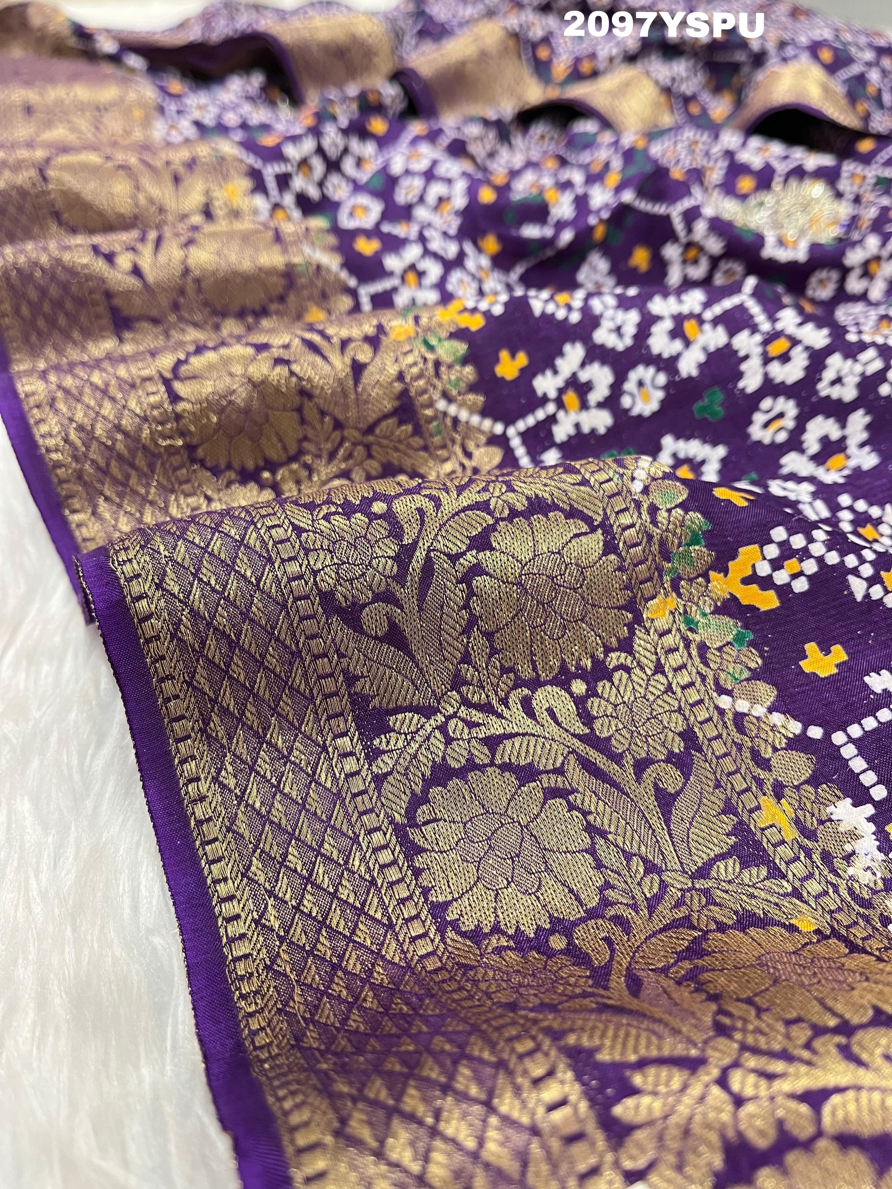 Silk Zardoji Work With Patola Print Style Saree in purple colour