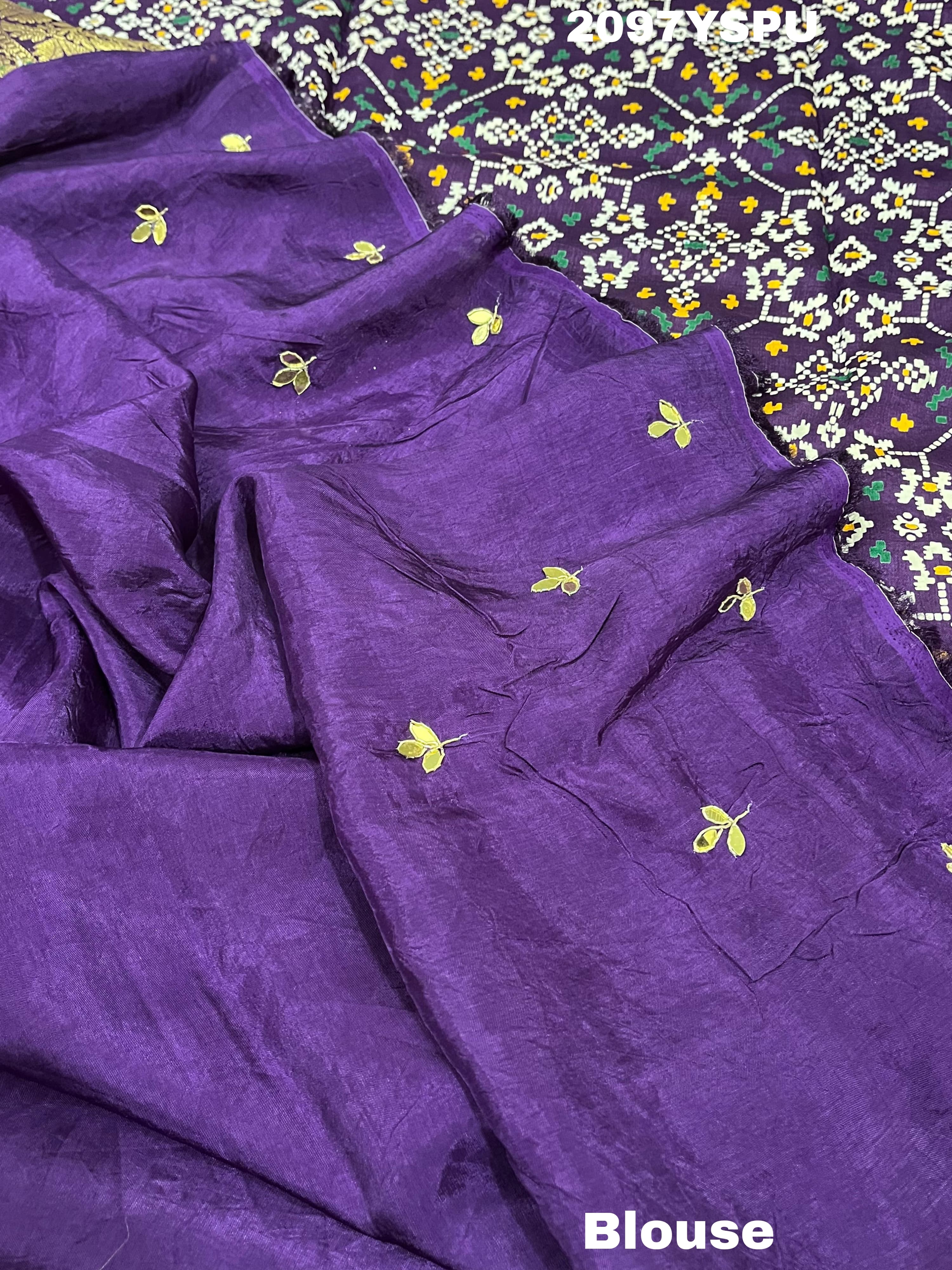 Silk Zardoji Work With Patola Print Style Saree in purple colour