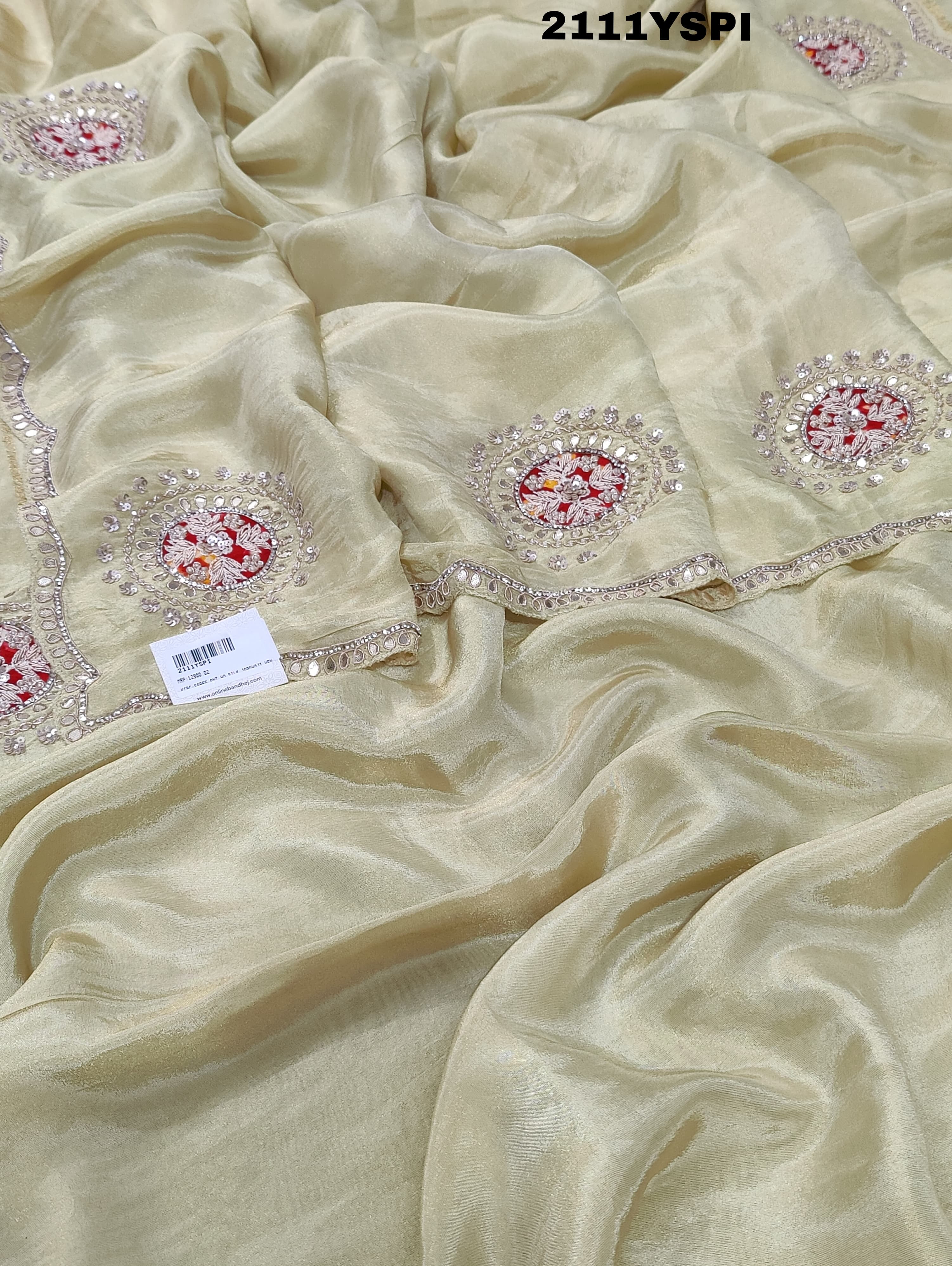 Dola Silk Gotapatti Work With Bollywood Style Saree in white colour