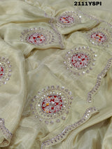 Dola Silk Gotapatti Work With Bollywood Style Saree in white colour