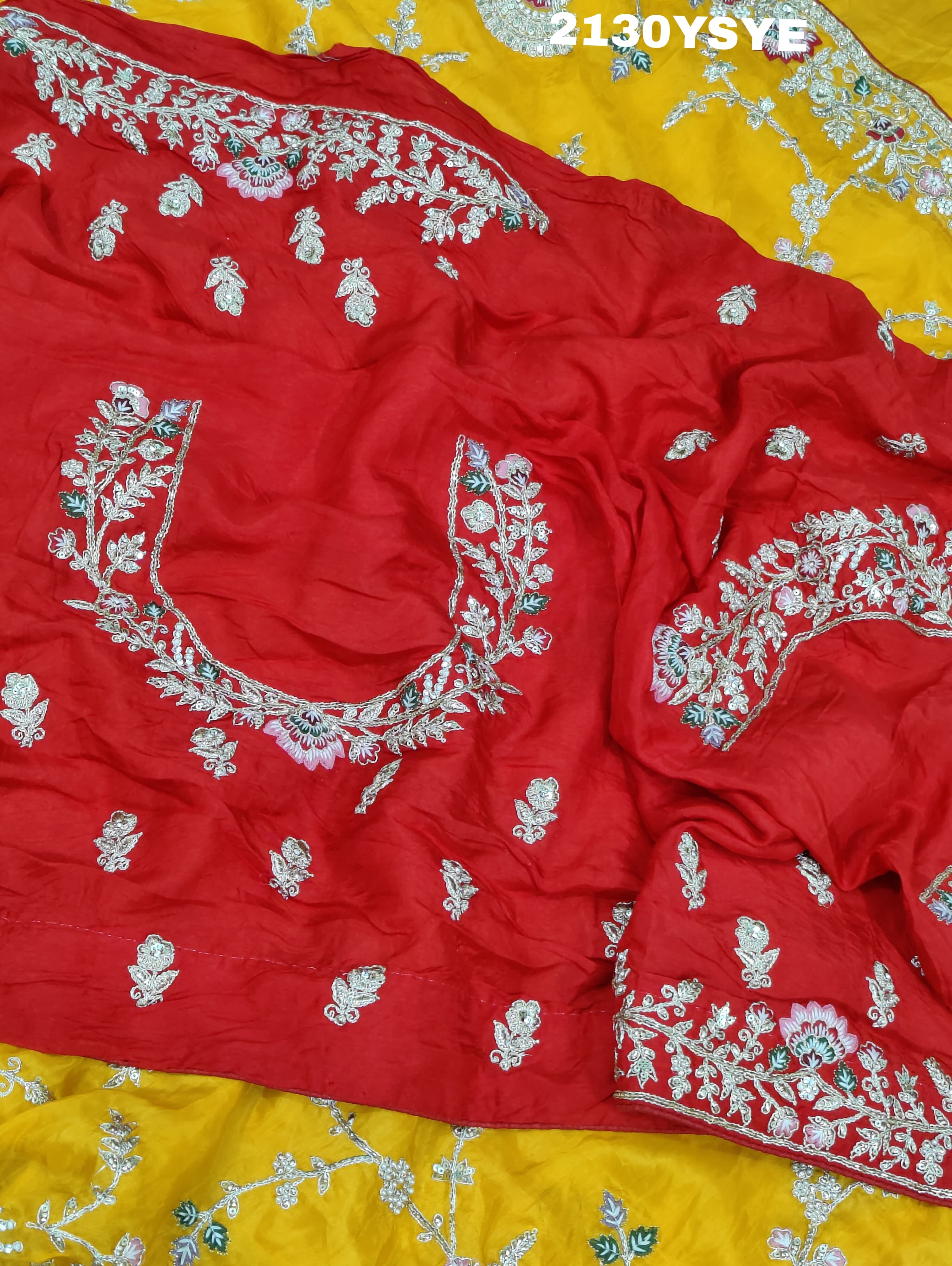 Chinon Rajwadi Style Sequence Embroidery Work saree