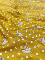 Silk Bandhani With Pearl Gotapatti Work Sareein yellow colour