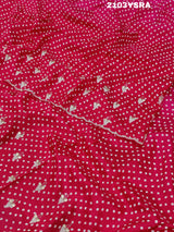 Silk Bandhani With Pearl Gotapatti Work Saree in rani colour