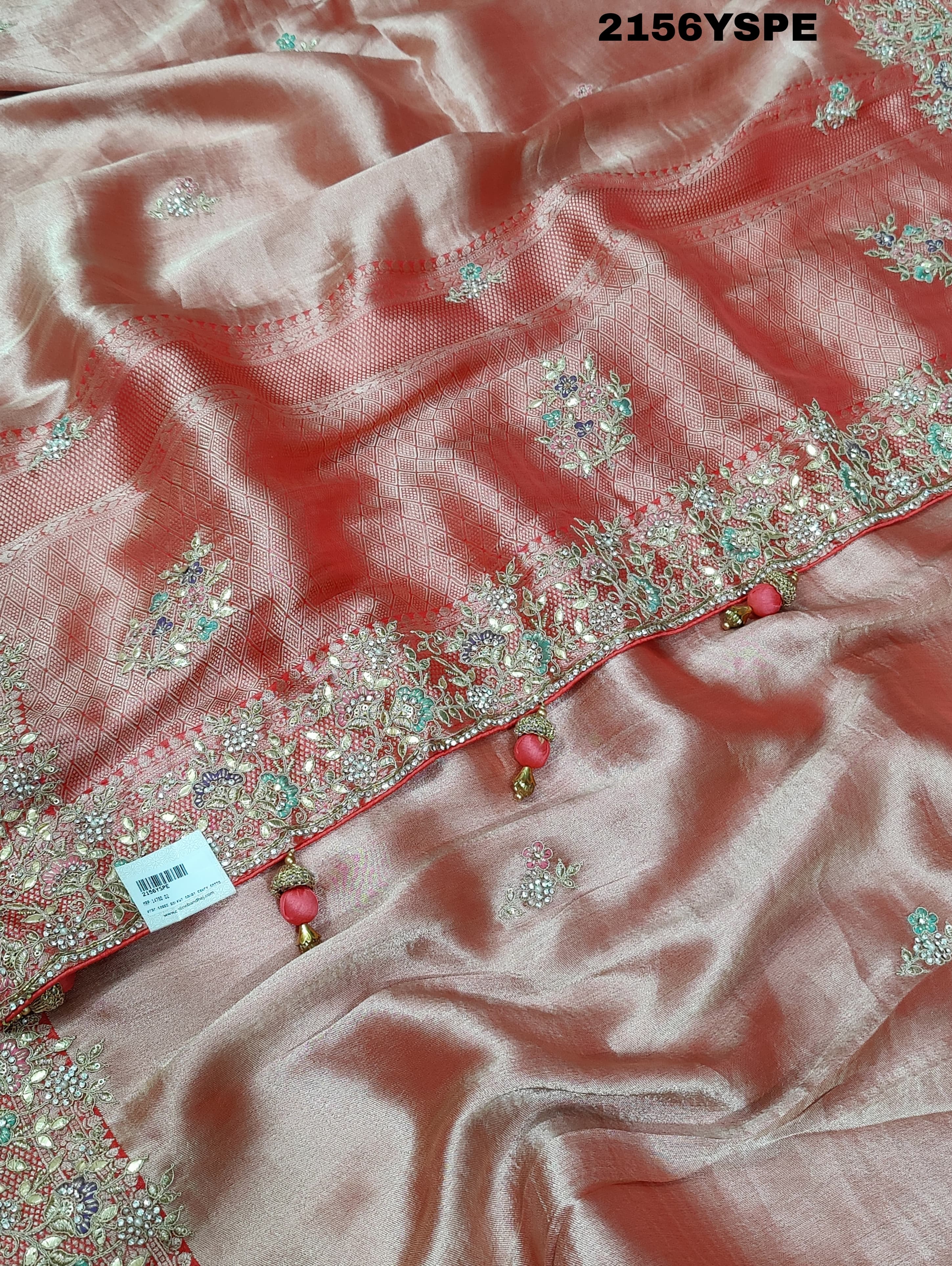 Bollywood Style With Sequence Embroidery Work Saree in peach colour