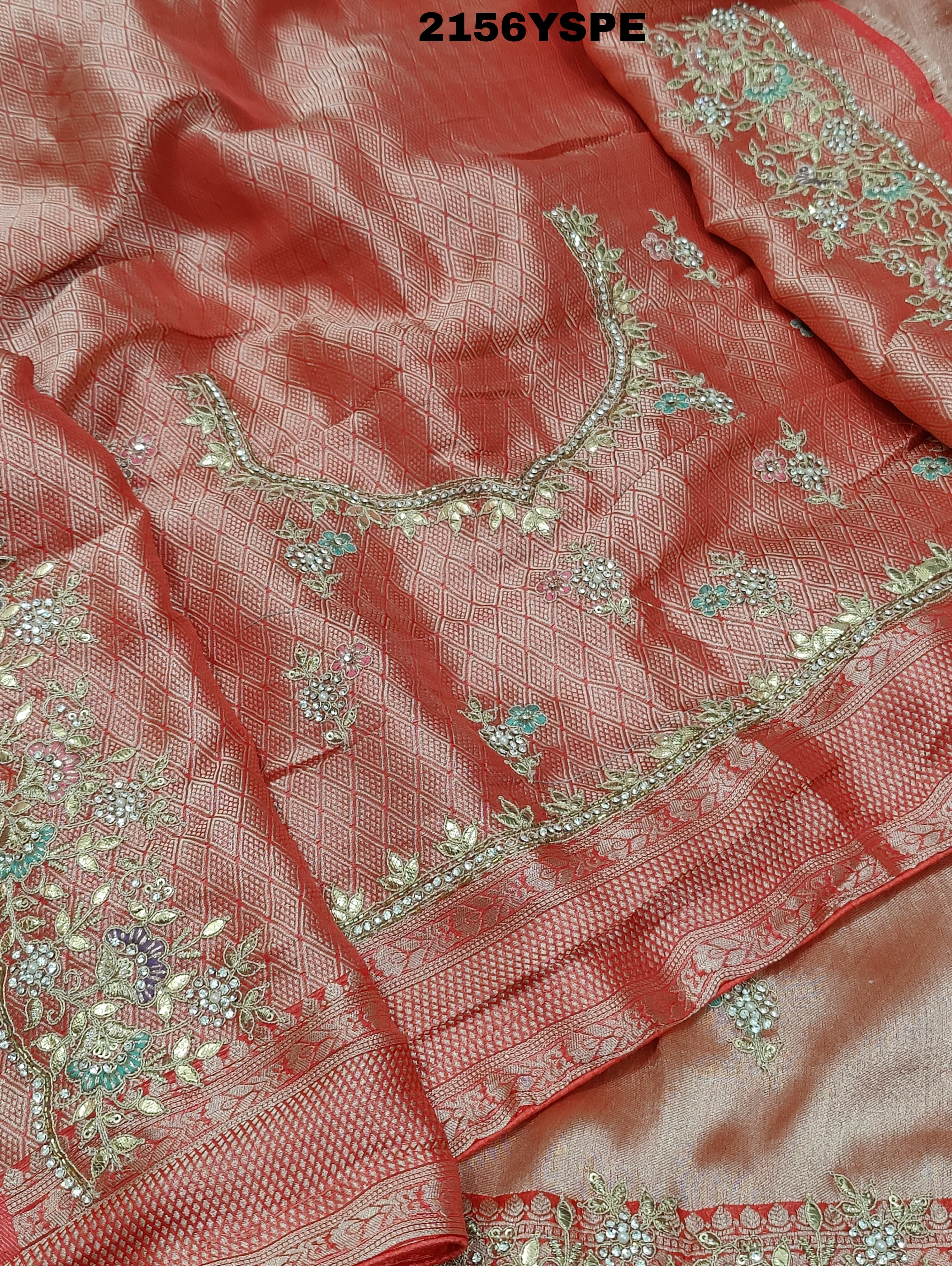 Bollywood Style With Sequence Embroidery Work Saree in peach colour