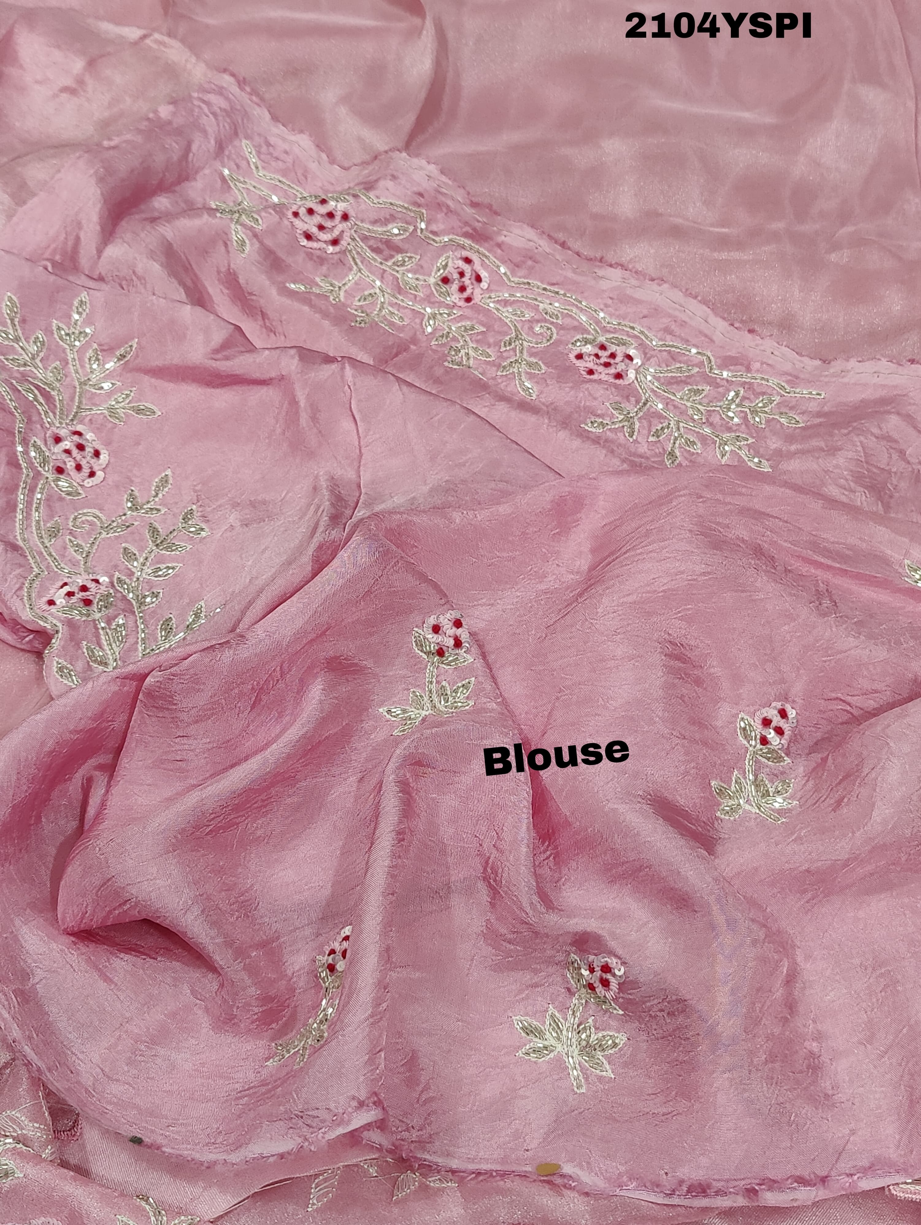 Silk Sequence cutdana Tari Work Saree in pink colour