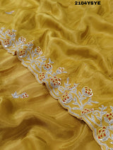 Silk Sequence cutdana Tari Work Saree in yellow colour