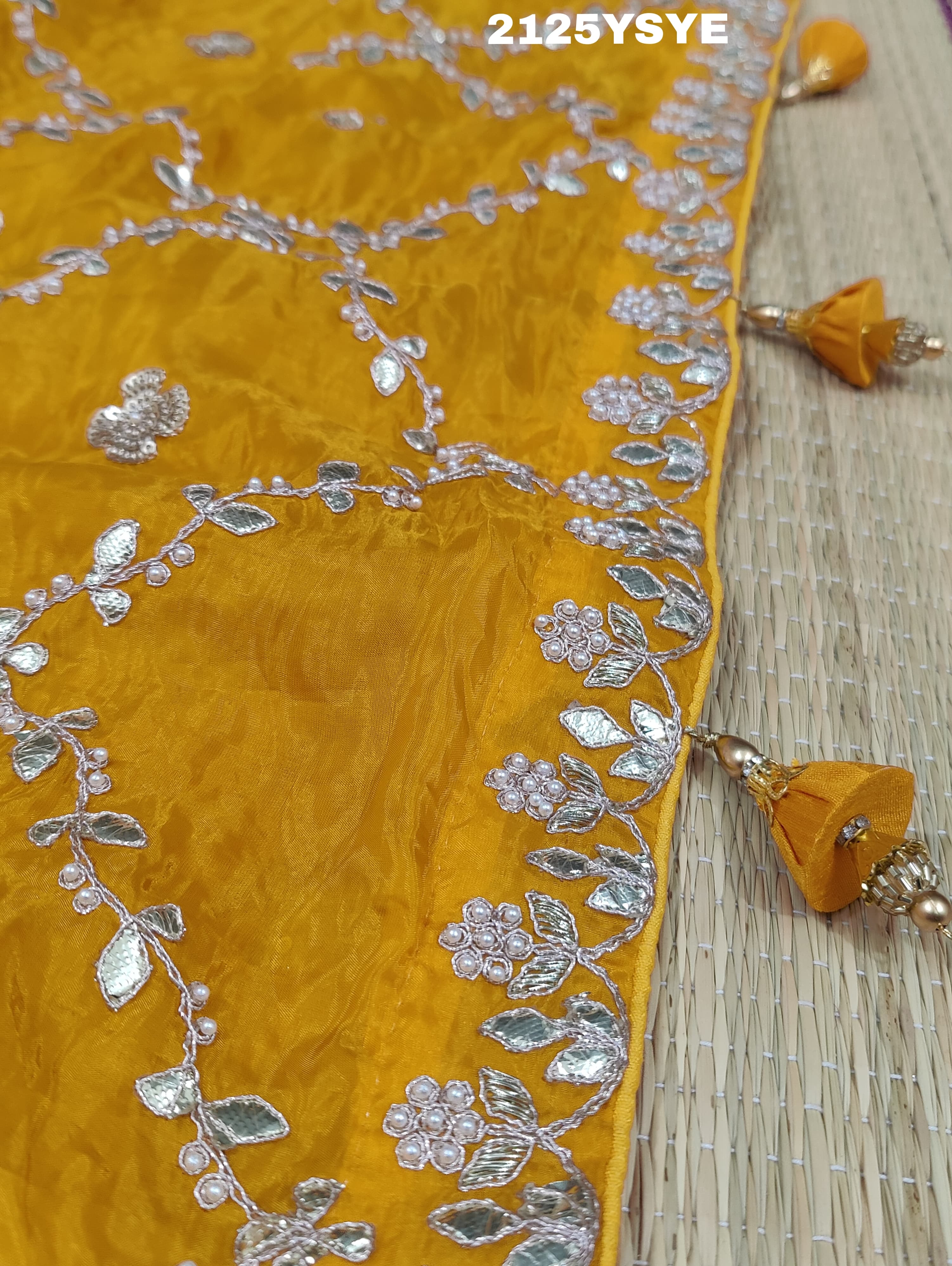 Silk Gotapatti Work Saree in yellow colour
