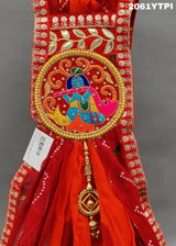 KcPc New Beautiful Georgette Heavy Border Work Marwadi Broach chunri PilaZHR