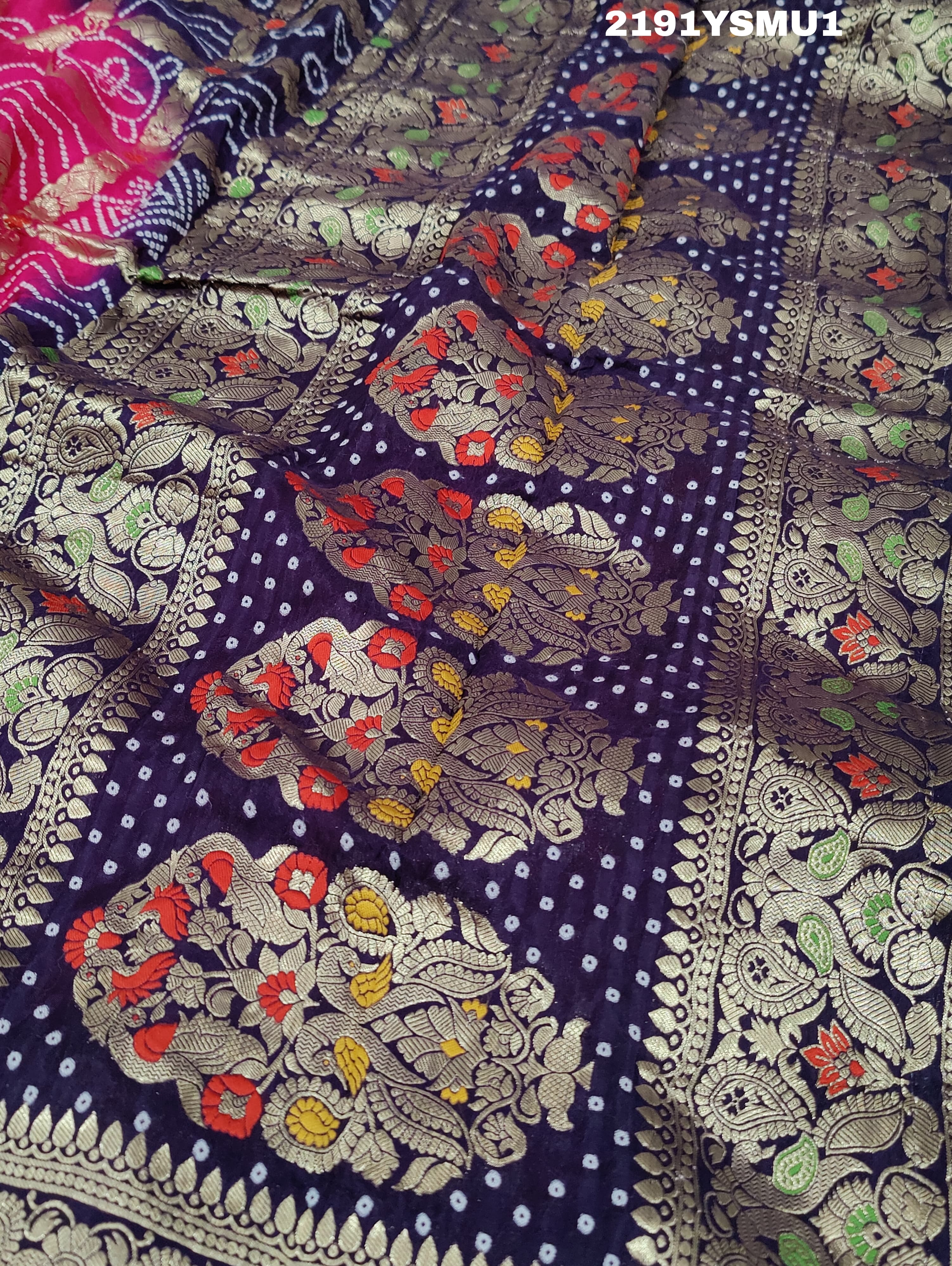 KcPc New BeautifulViscos Georgette Bandhani style SareeSATIS
