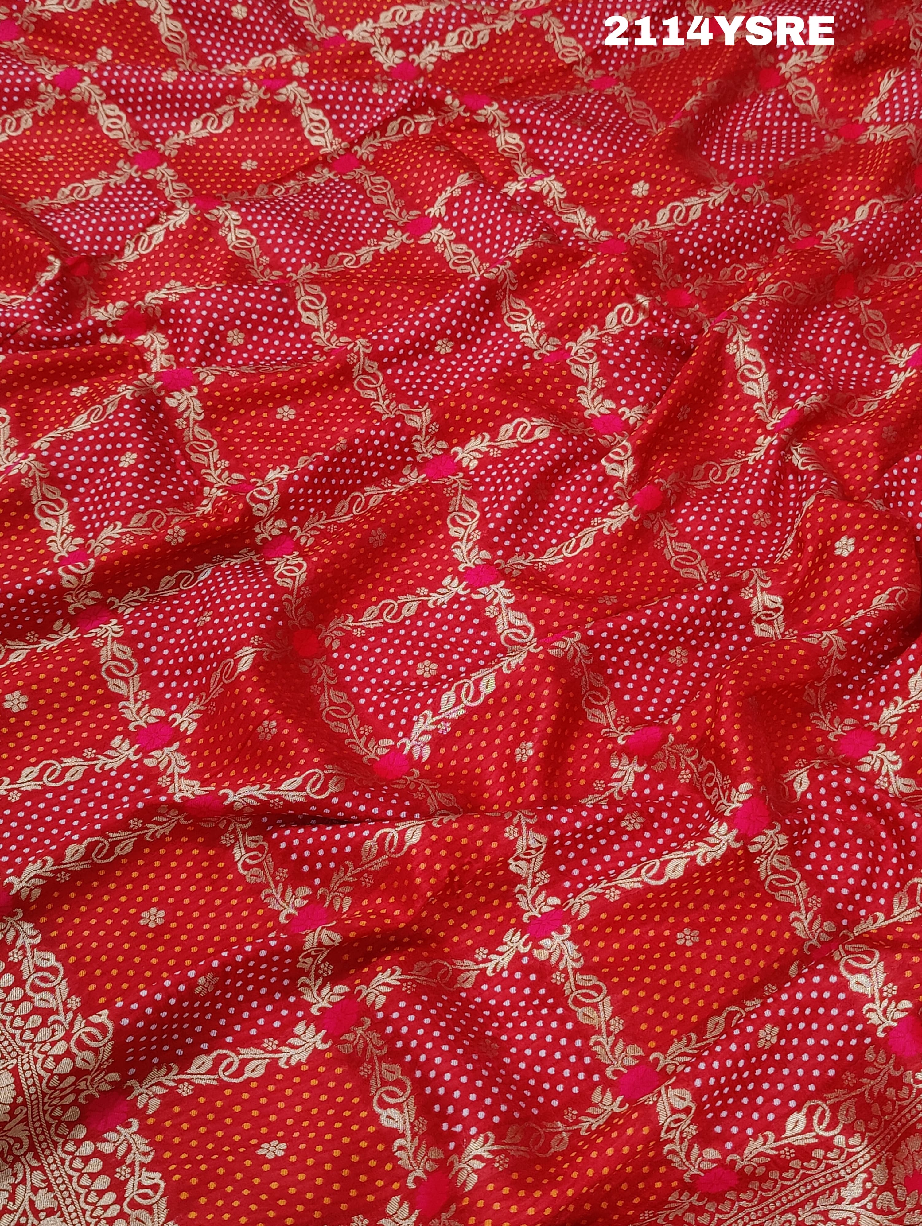 KcPc New Upada Silk Bandhani Style With Banarasi Zari Weaving Work Saree ANT