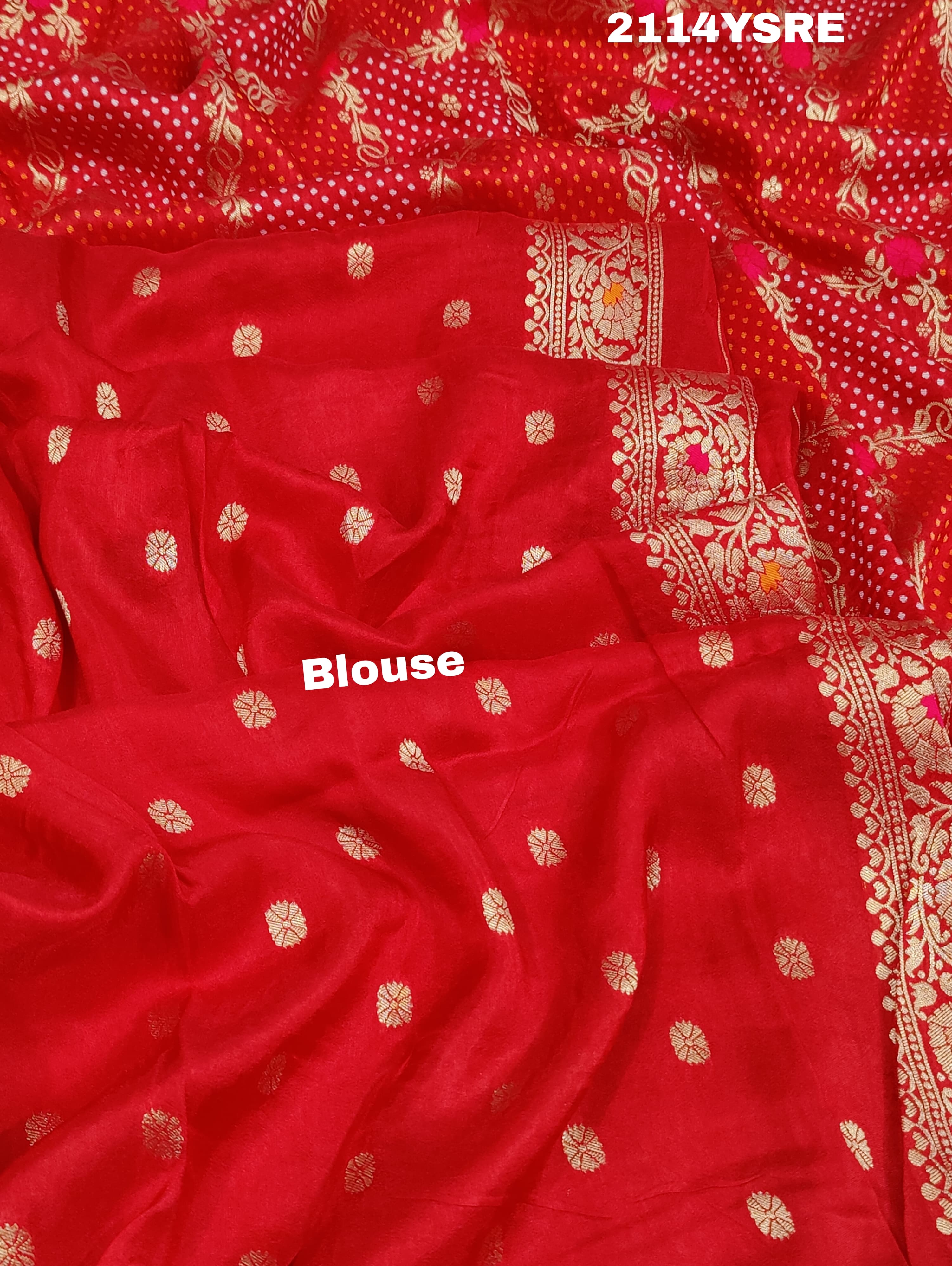 KcPc New Upada Silk Bandhani Style With Banarasi Zari Weaving Work Saree ANT