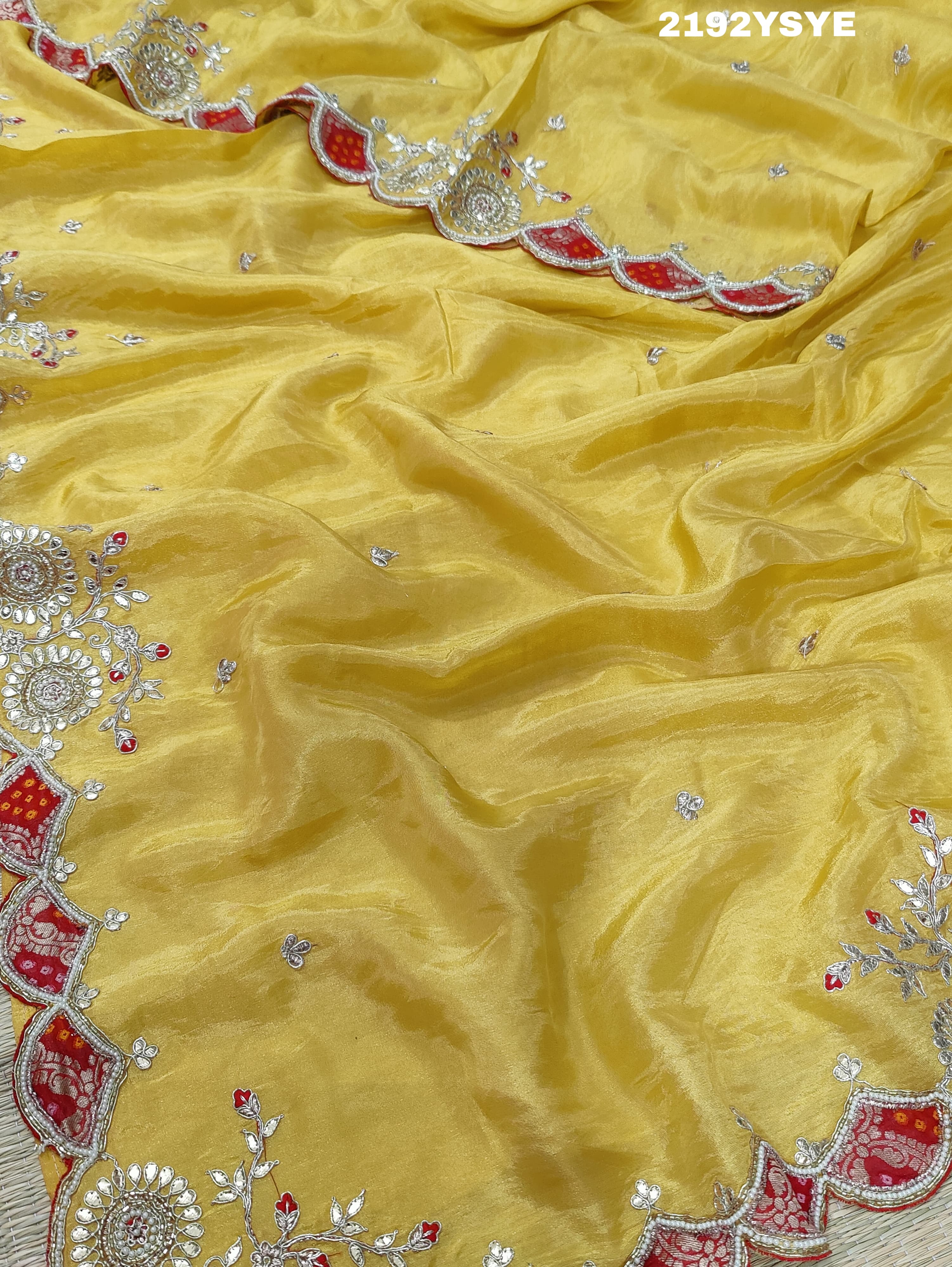 KcPc New Chinon Silk Bollywood Style With Cutdana Whit Beads Work Saree PAL
