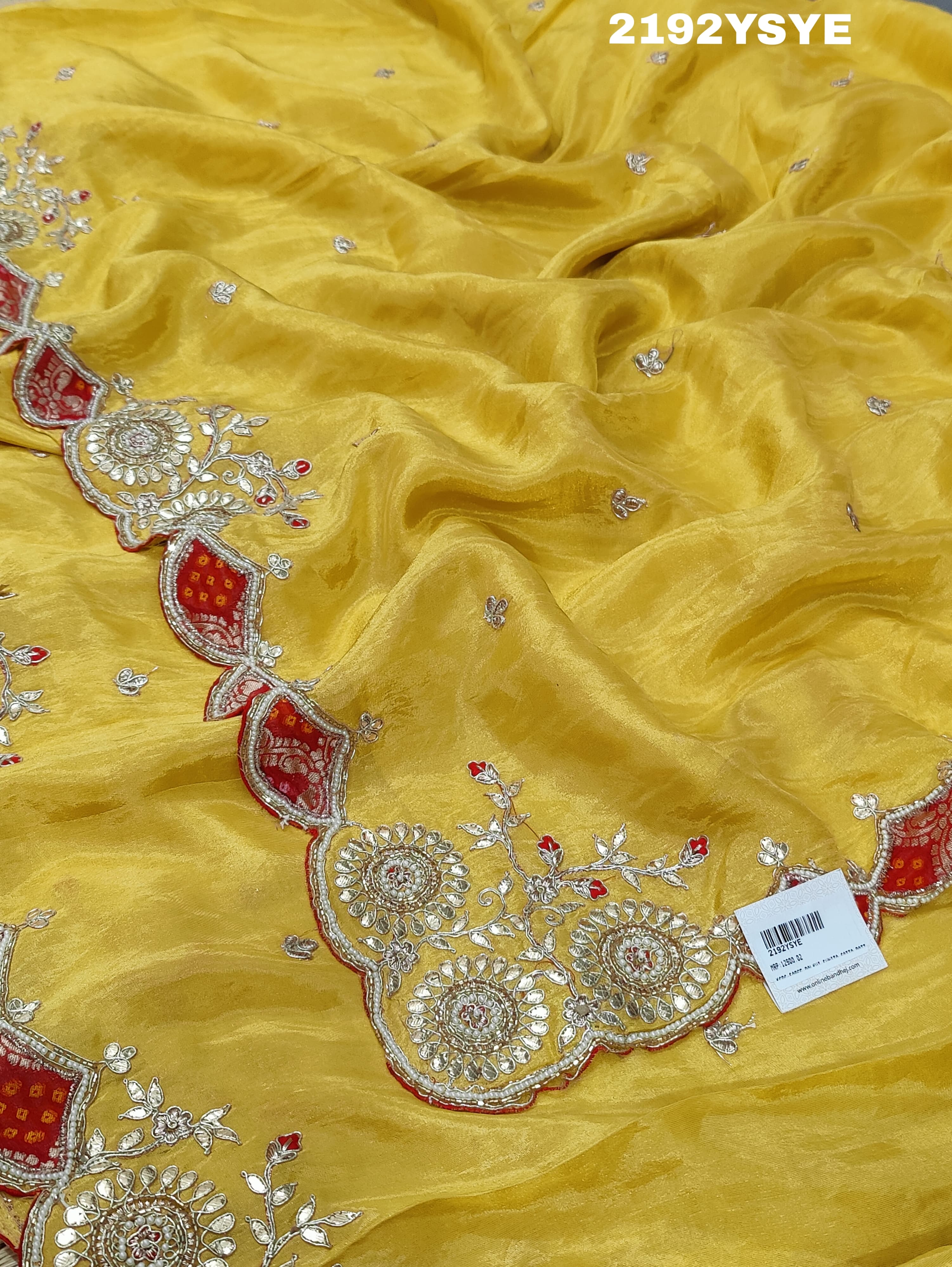 KcPc New Chinon Silk Bollywood Style With Cutdana Whit Beads Work Saree PAL