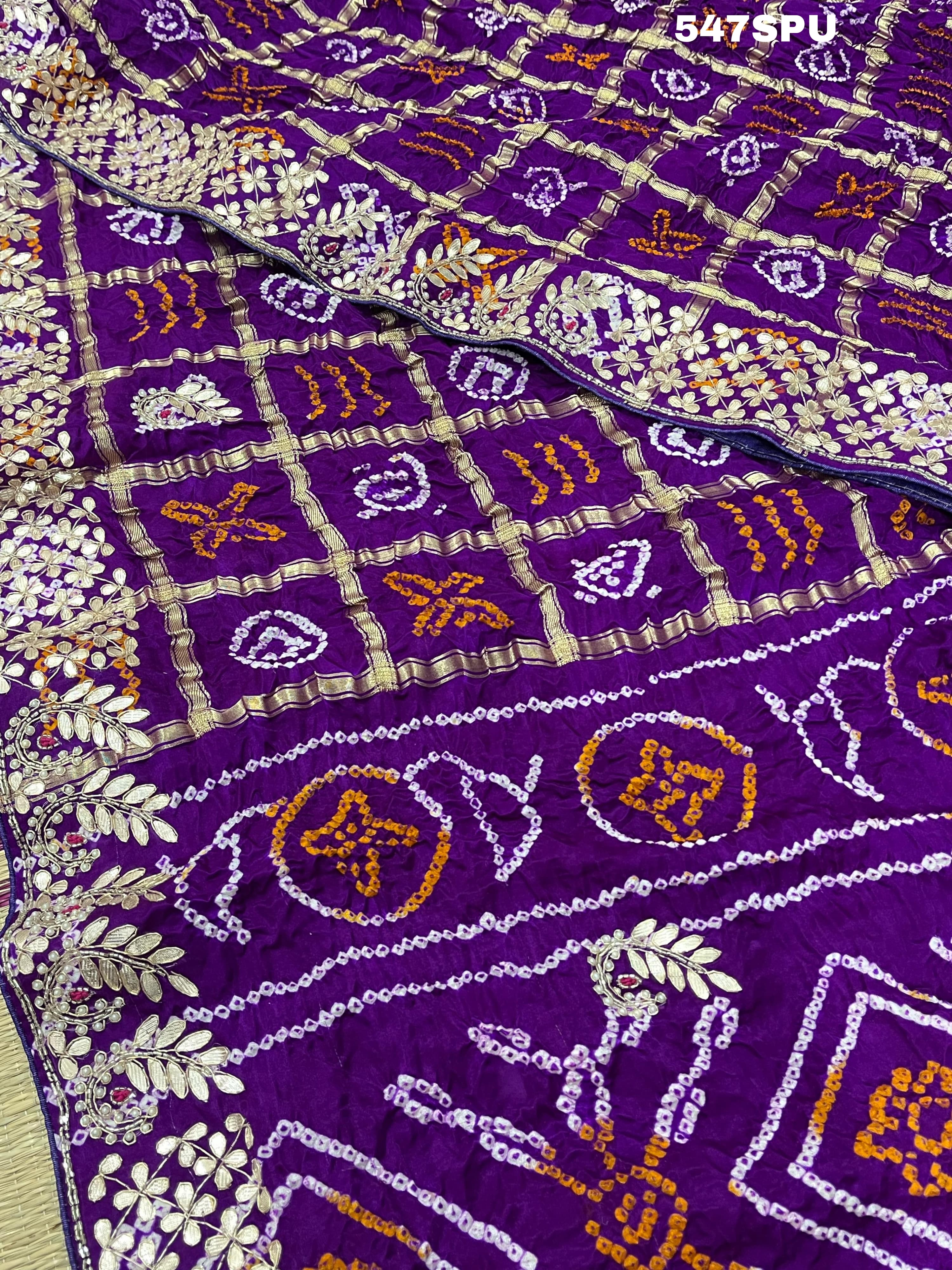 Gota Patti Hand Work saree in purple colour
