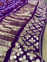 Gota Patti Hand Work saree in purple colour