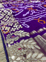 Gota Patti Hand Work saree in purple colour