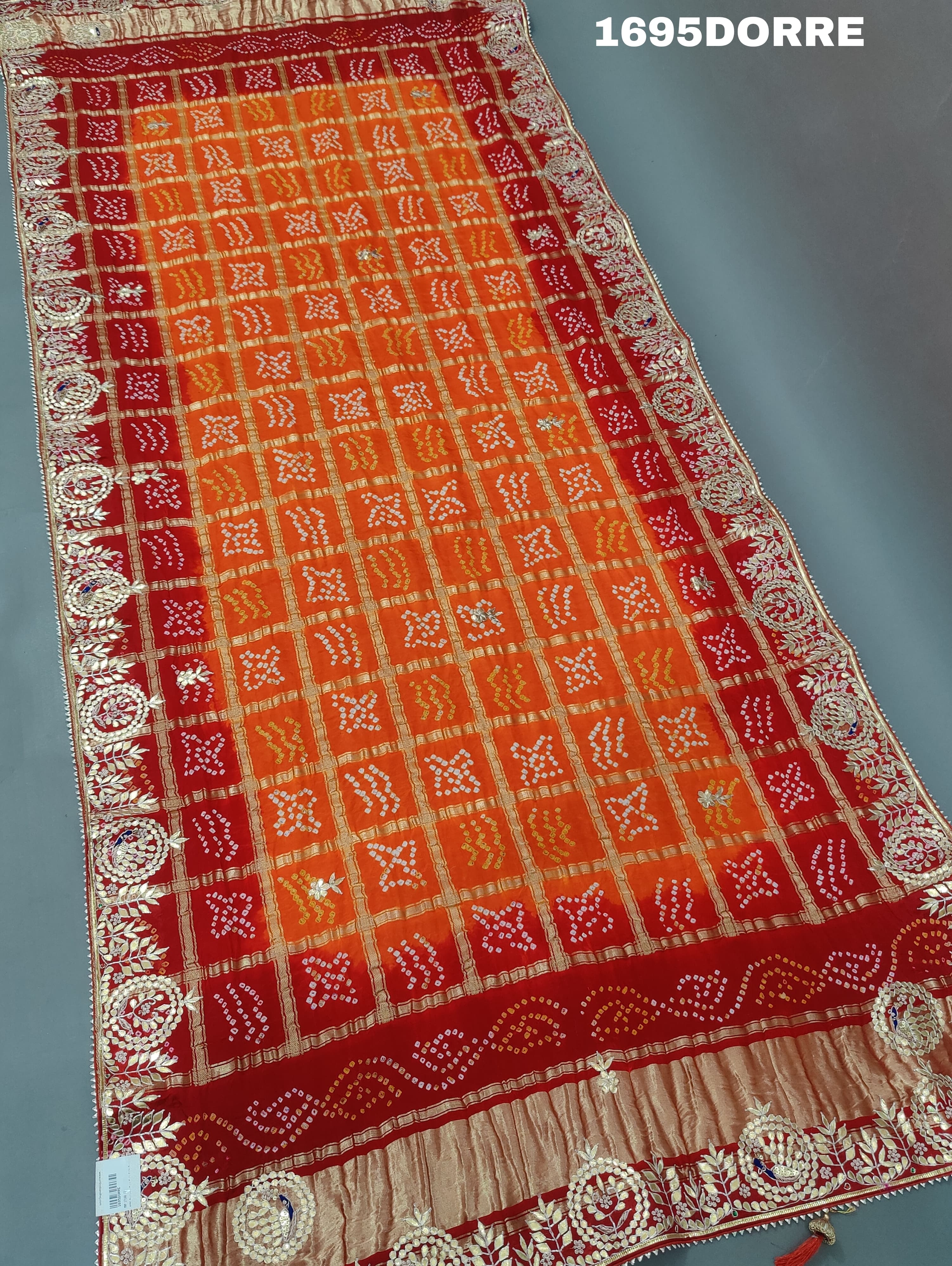 KcPc New Designer Pure Gaji Silk Banarasi Bandhej Ghatchola Gotapatti Work DupattaAMT