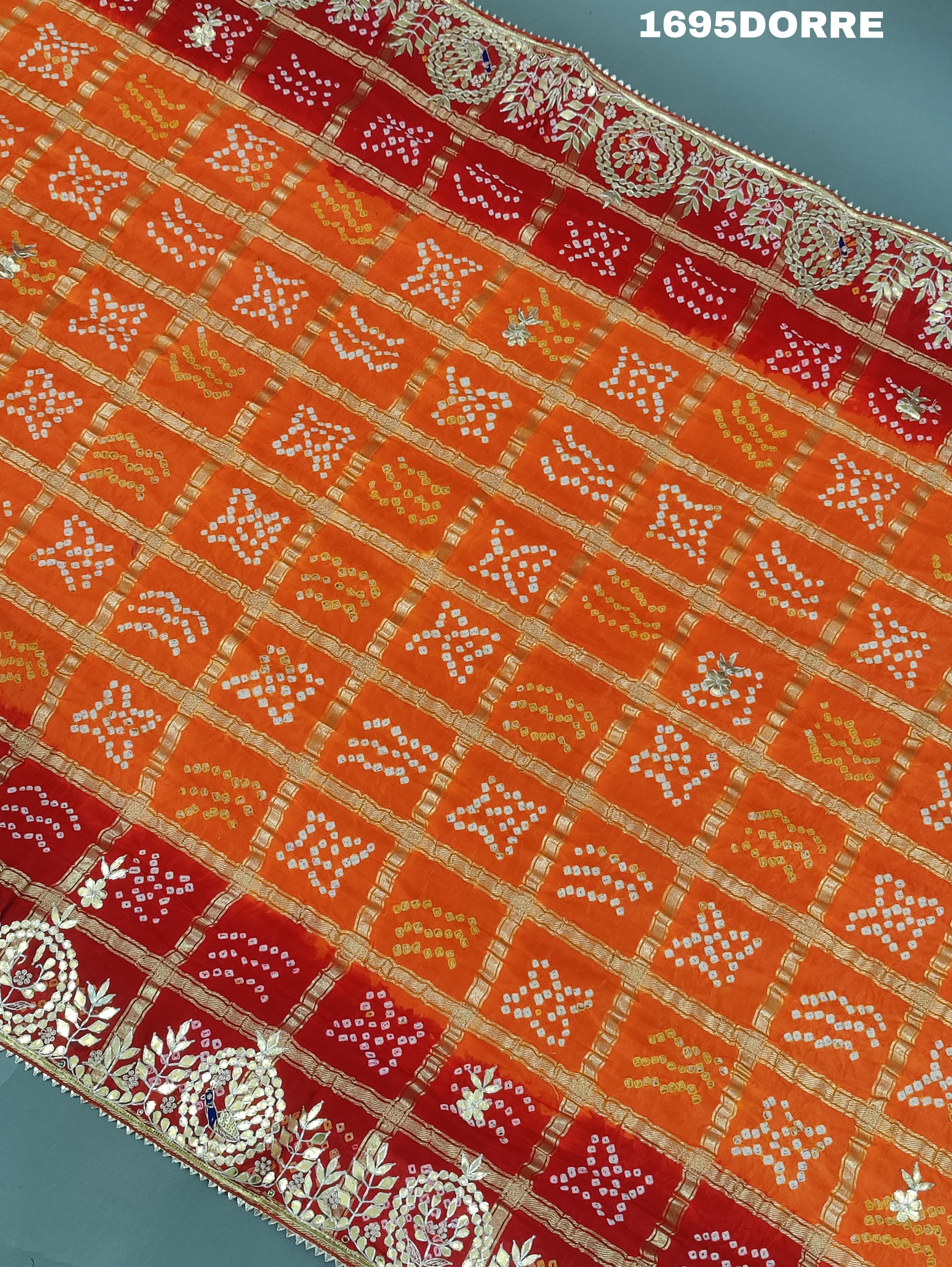 KcPc New Designer Pure Gaji Silk Banarasi Bandhej Ghatchola Gotapatti Work DupattaAMT