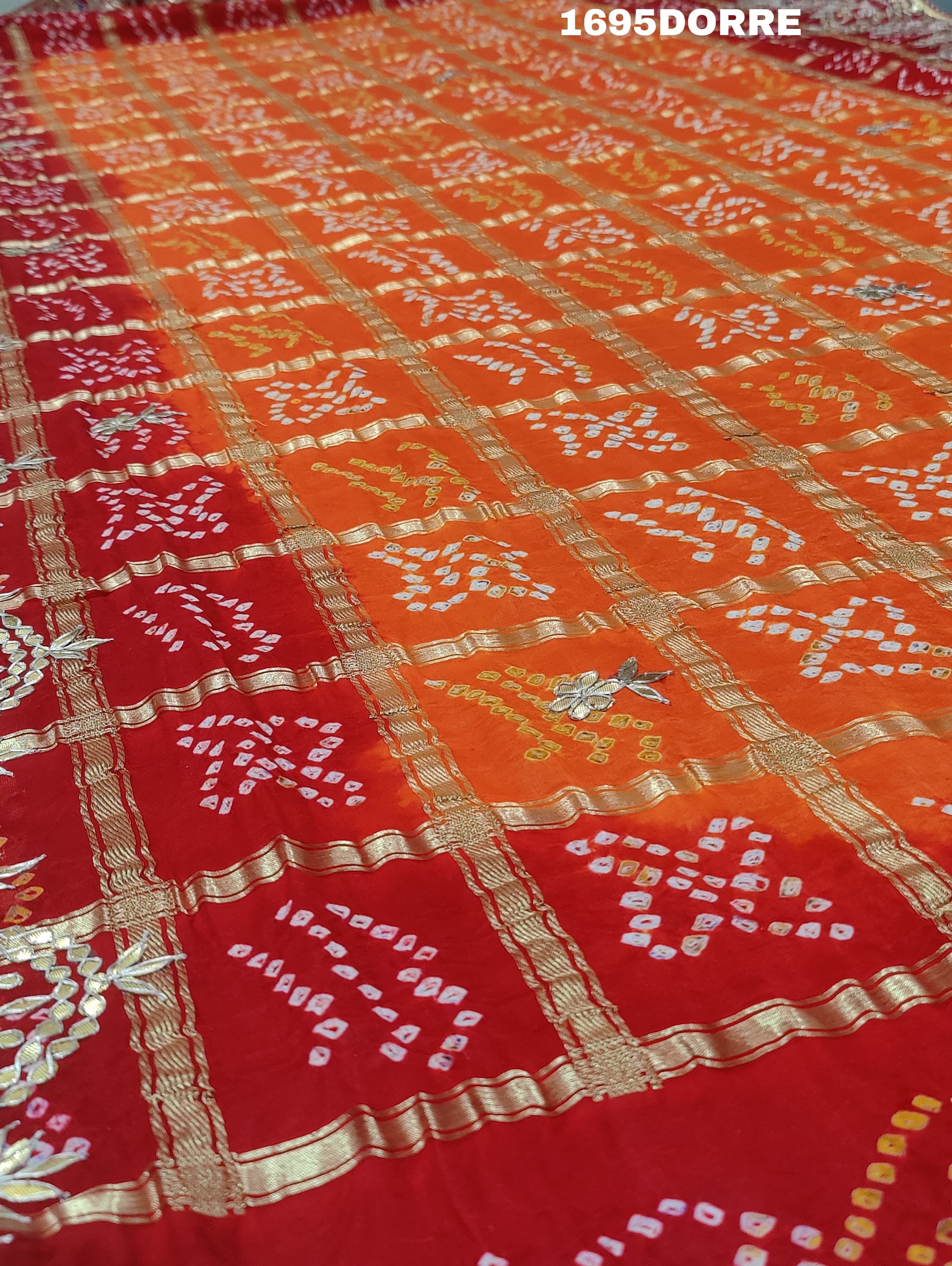KcPc New Designer Pure Gaji Silk Banarasi Bandhej Ghatchola Gotapatti Work DupattaAMT