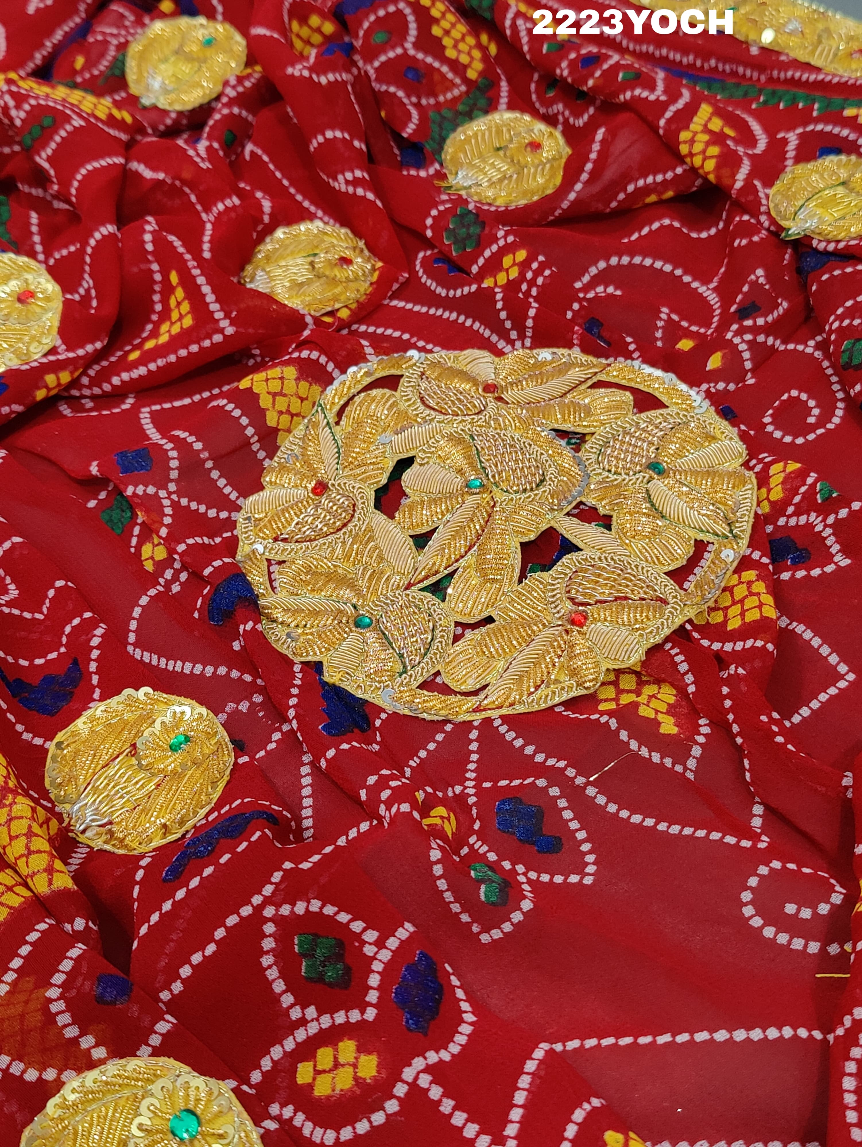 KcPc New Belbutti Pure Georgette Marwadi Odhna Chunri KcPc